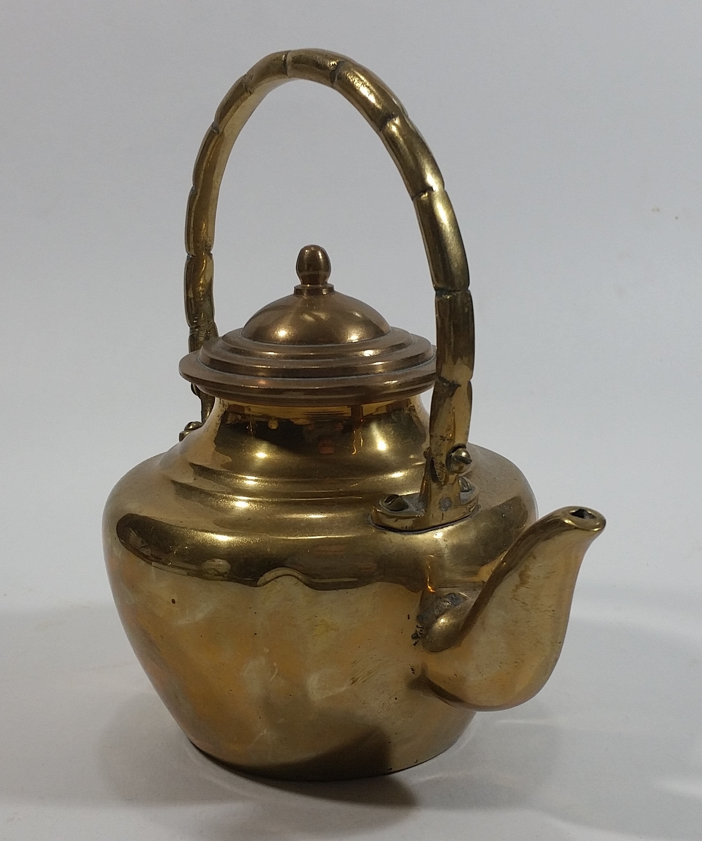 Vintage Small Heavy Brass Teapot with Lid 4