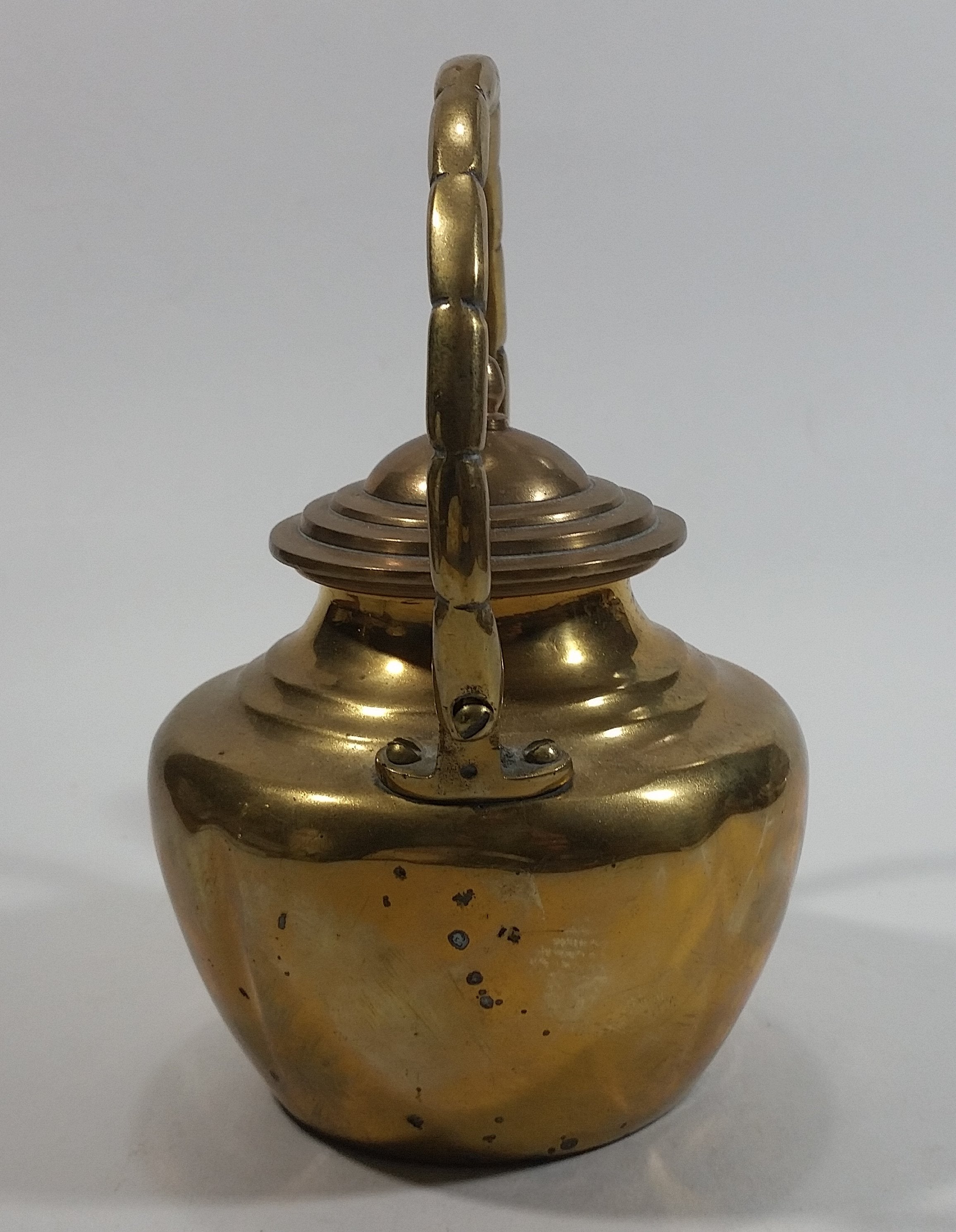 Vintage Small Heavy Brass Teapot with Lid 7