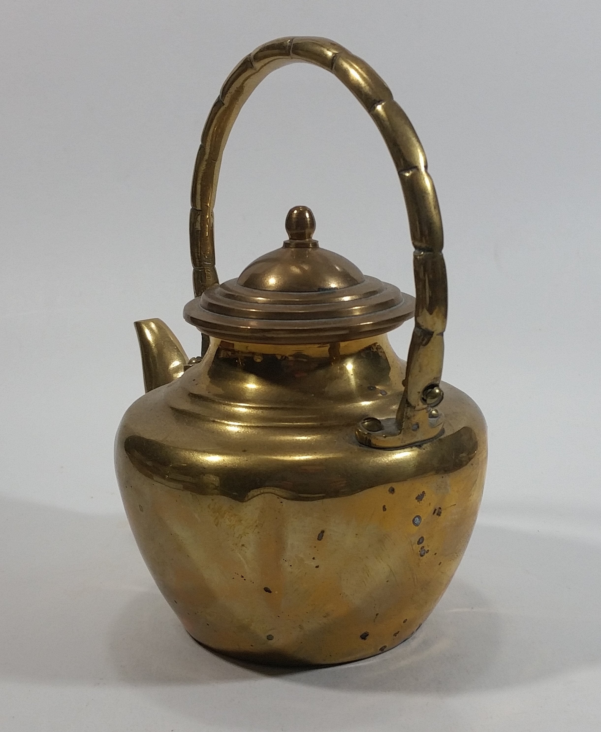 Vintage Small Heavy Brass Teapot with Lid 8