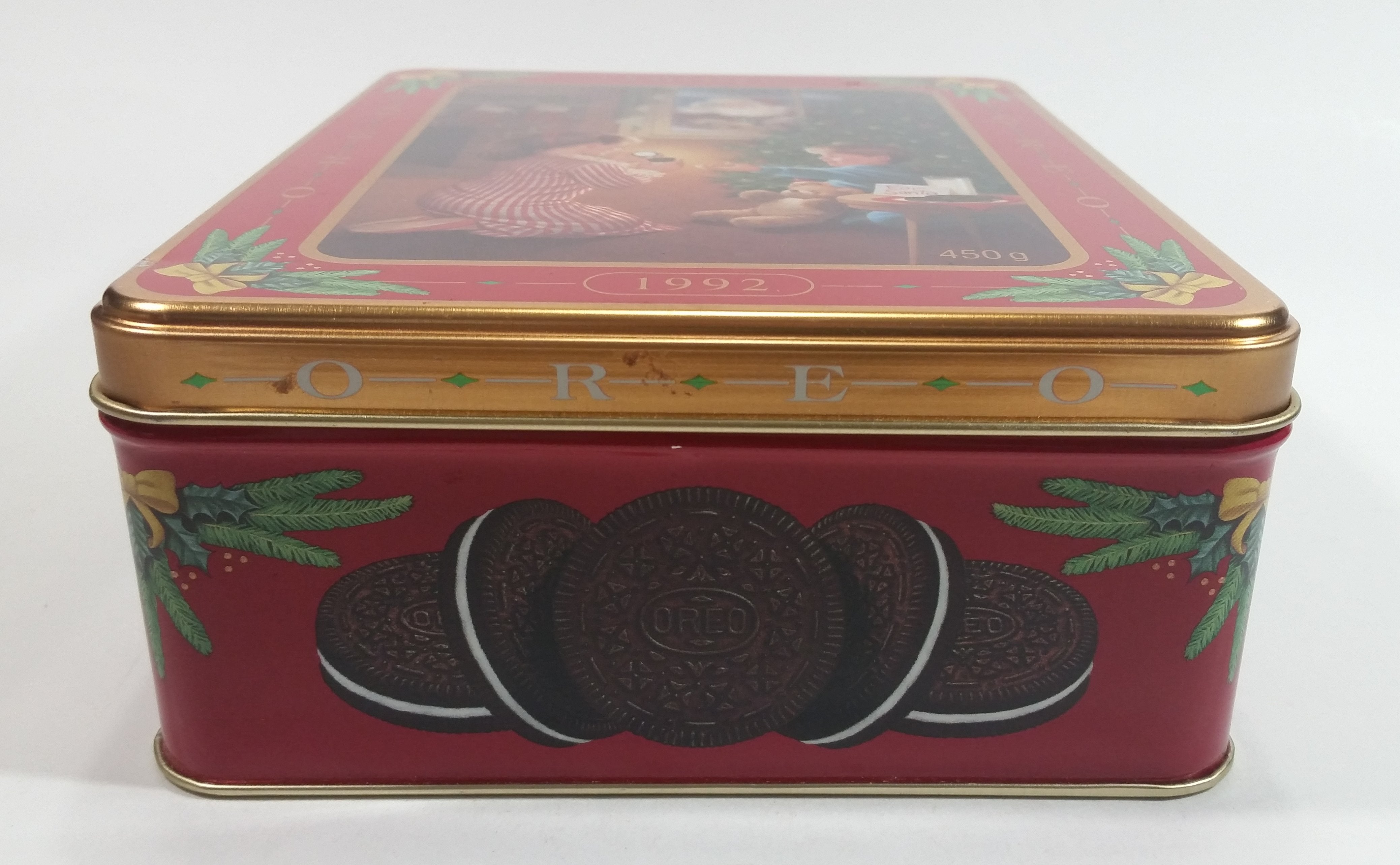 1992 Oreo Cookies Sweets Christmas Santa Claus Themed Tin Metal Container Collectible 3