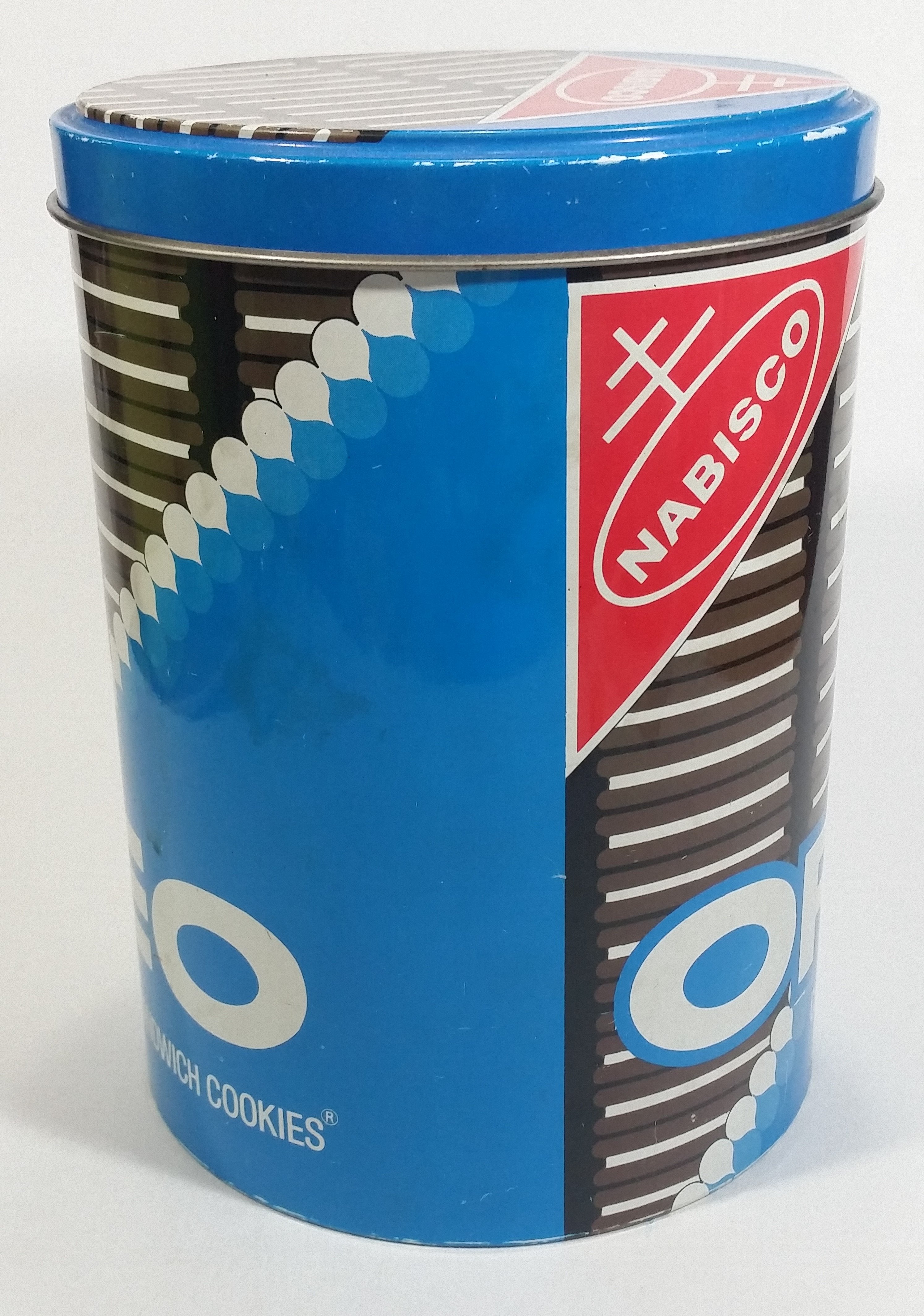 Nabisco Oreo Chocolate Sandwich Cookies Snacks Tall Round Tin Metal Canister 3