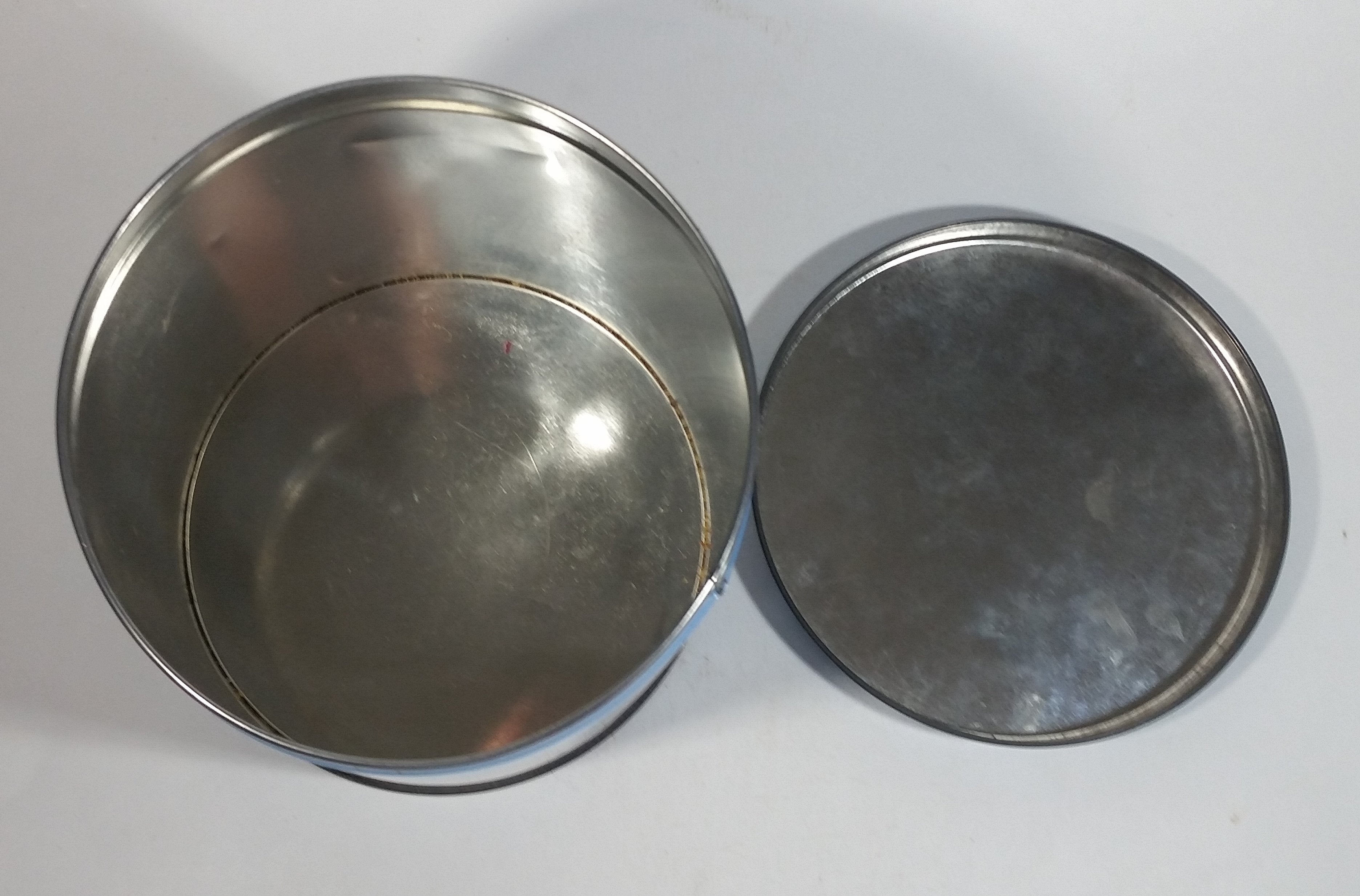 Cute Vintage Children Playing Chef and Baker with Ingredients Blue Tin Metal Canister 9