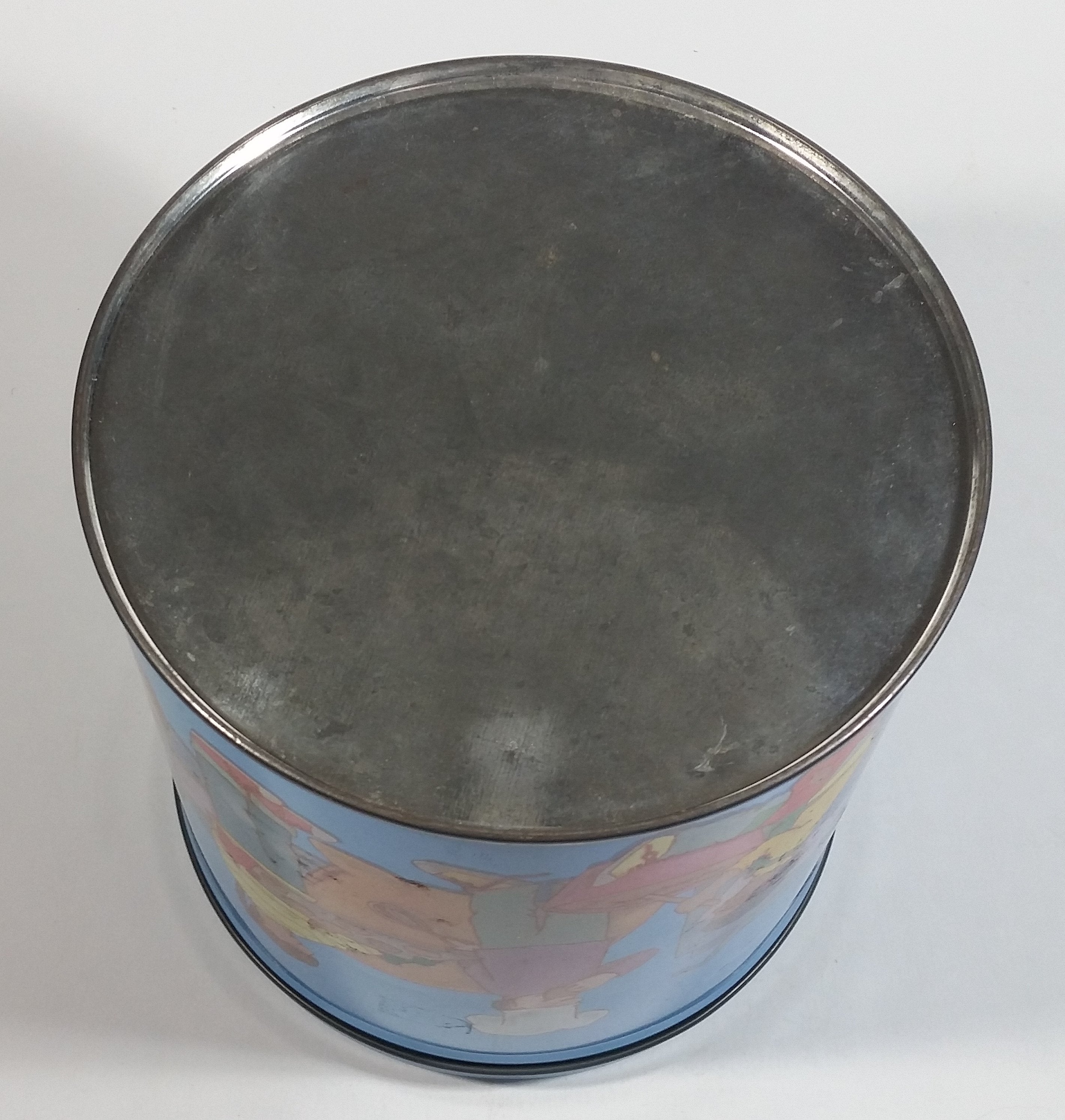 Cute Vintage Children Playing Chef and Baker with Ingredients Blue Tin Metal Canister 10