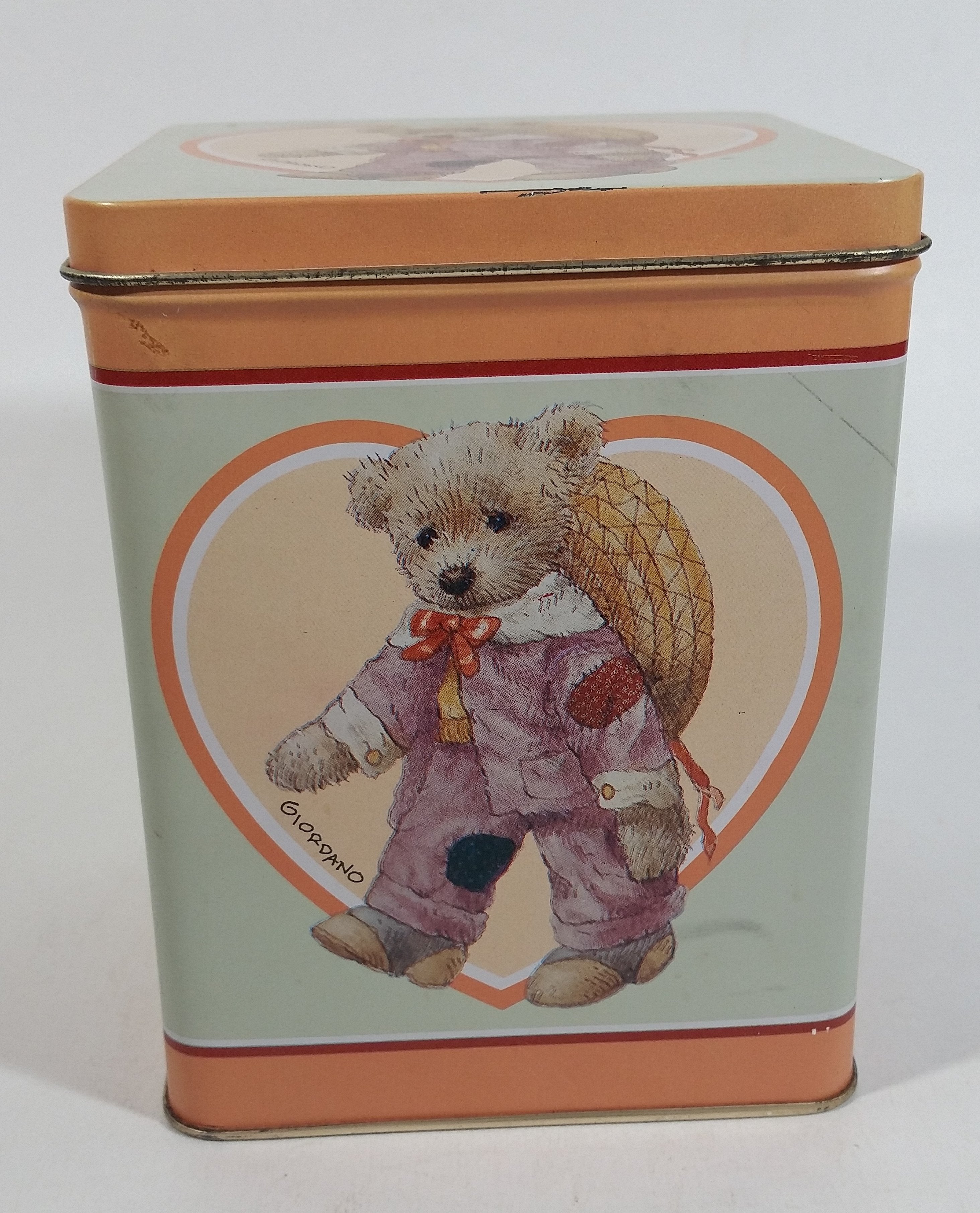1987 Giordano 'Jessie' Cute Teddy Bear Tin Metal Container Collectible 10