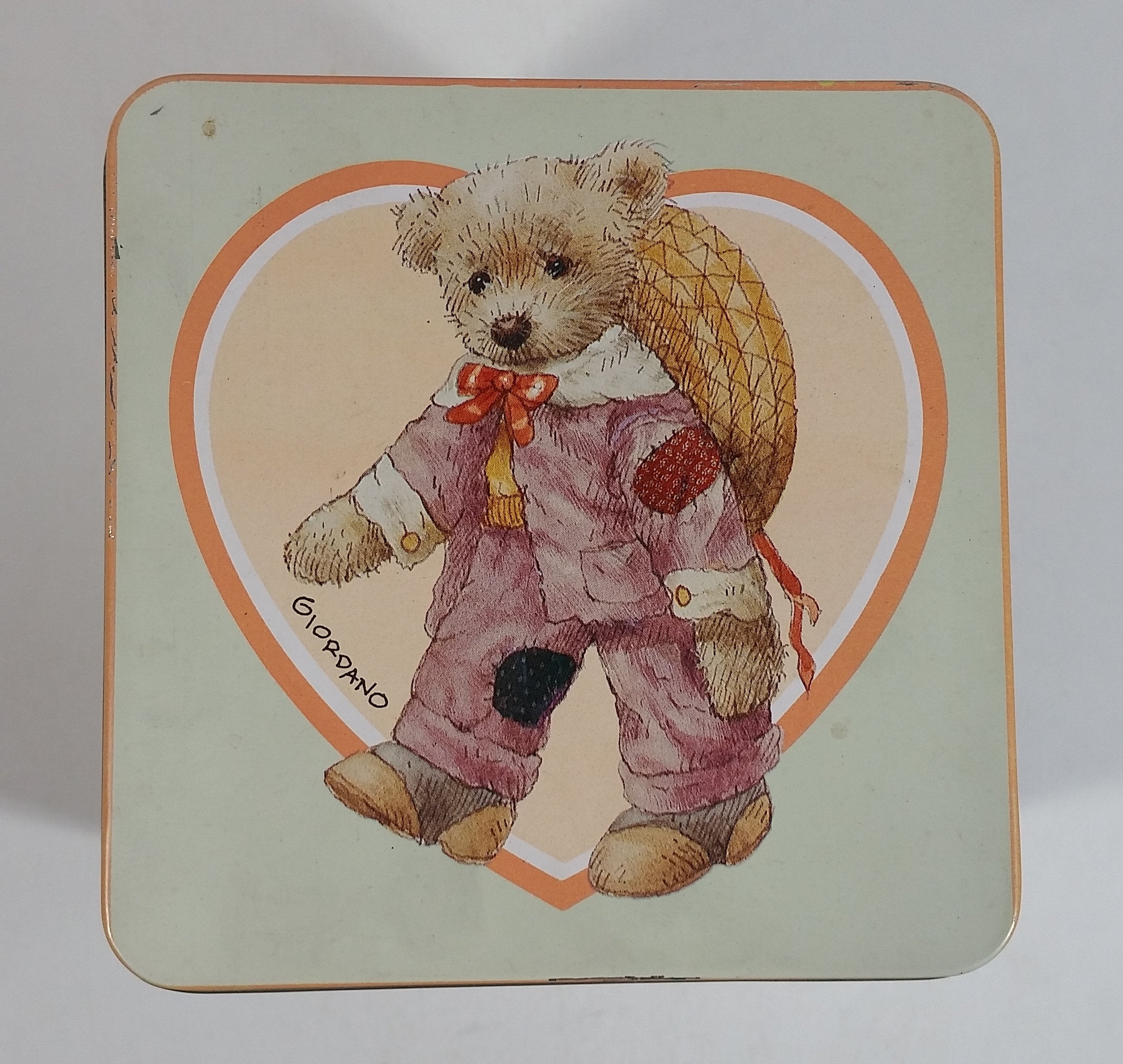 1987 Giordano 'Jessie' Cute Teddy Bear Tin Metal Container Collectible 2