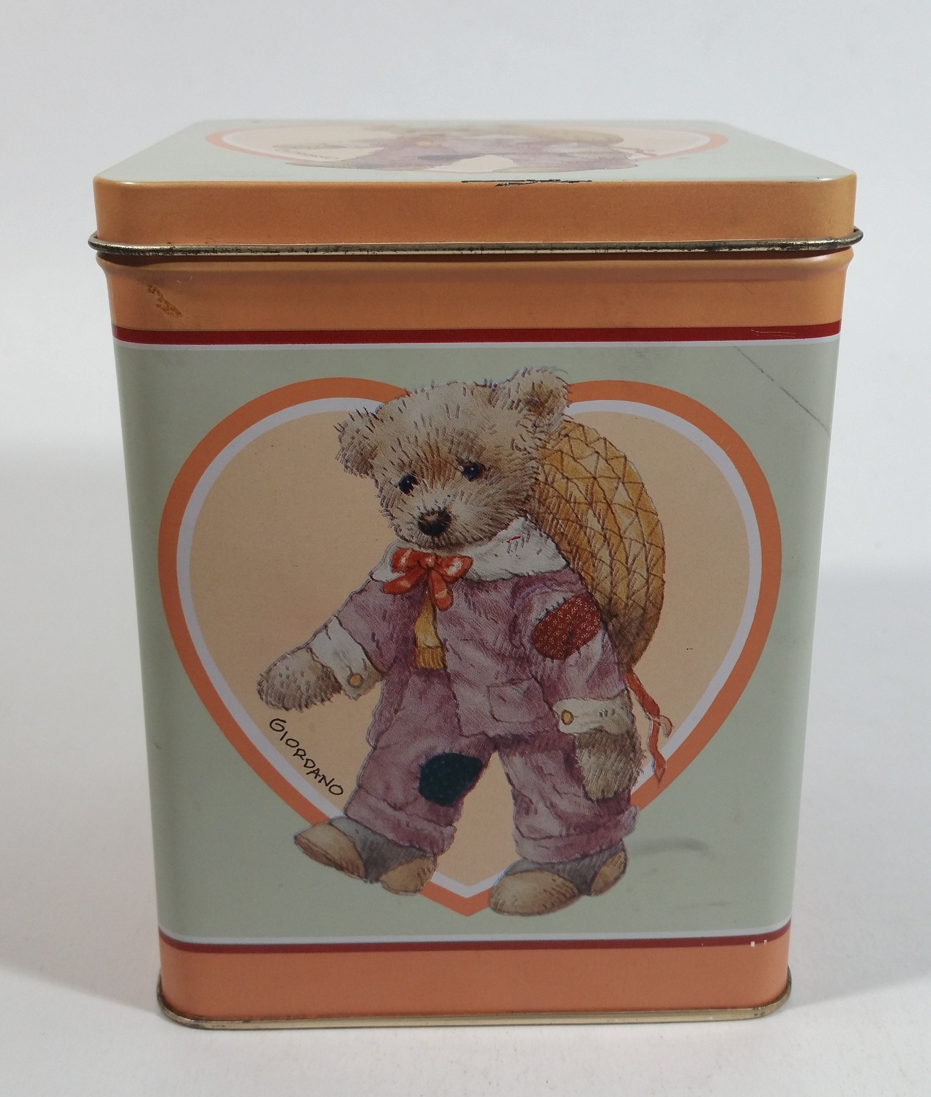 1987 Giordano 'Jessie' Cute Teddy Bear Tin Metal Container Collectible 3