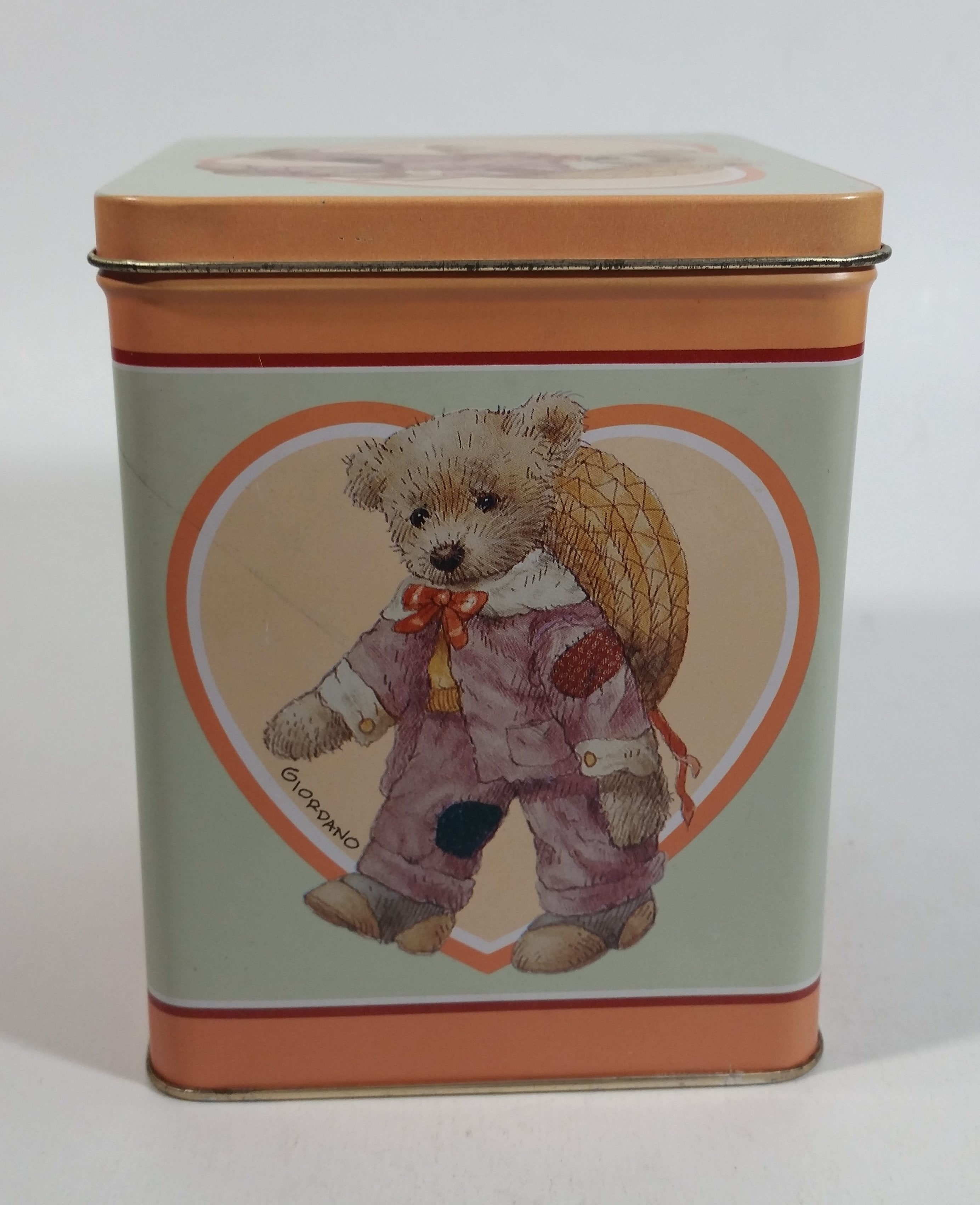 1987 Giordano 'Jessie' Cute Teddy Bear Tin Metal Container Collectible 4
