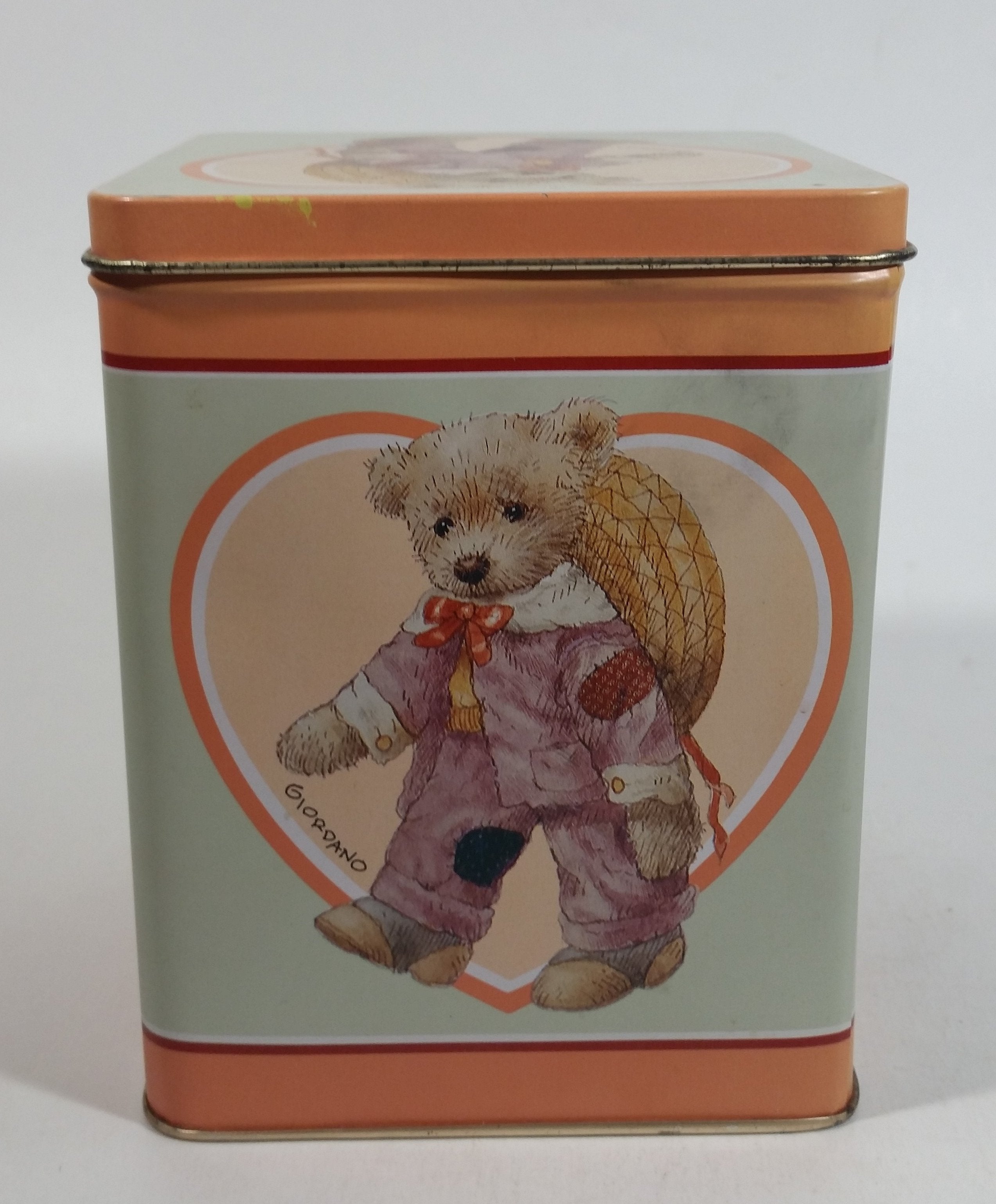 1987 Giordano 'Jessie' Cute Teddy Bear Tin Metal Container Collectible 5