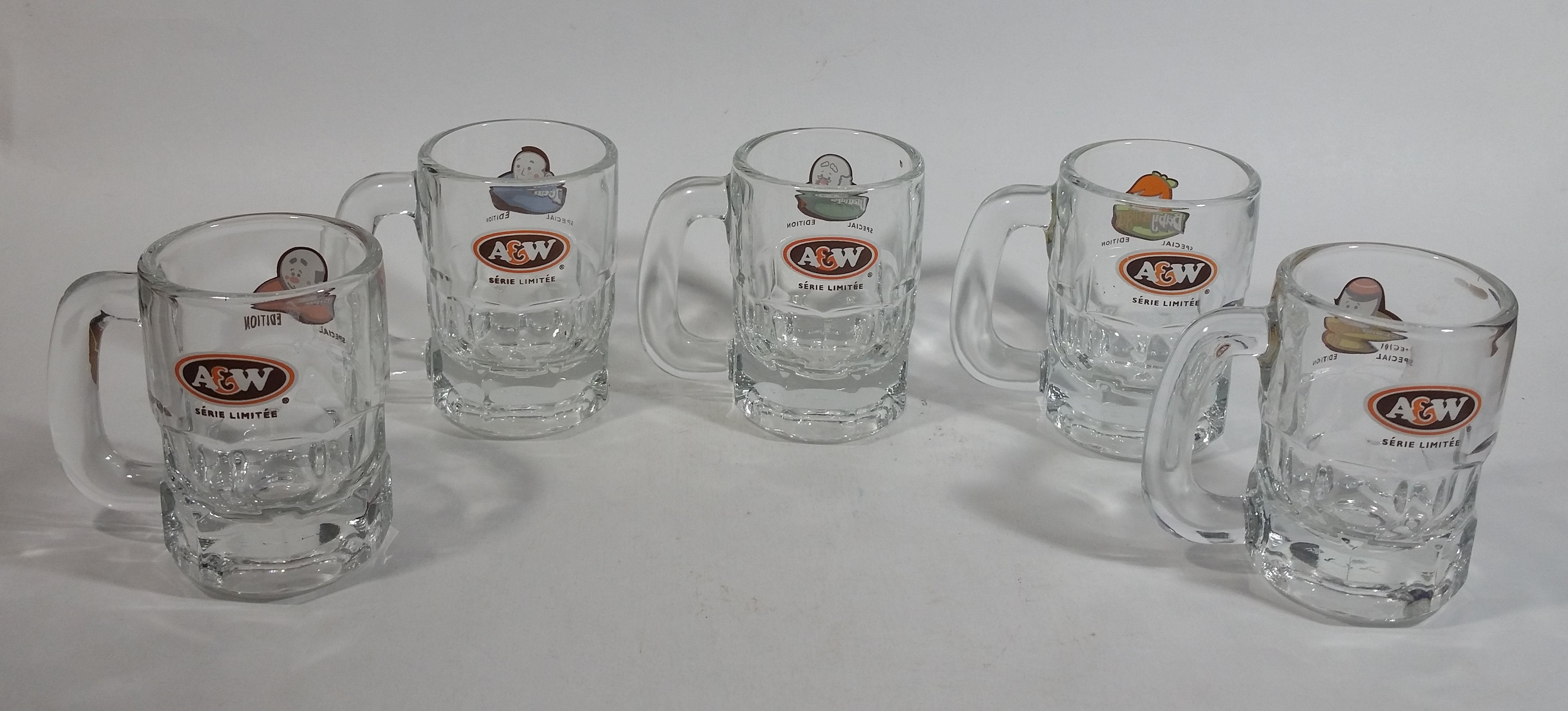 1990s Special Edition A & W Miniature Root Beer Mugs - Grandpa, Papa, Mama, Teen, Baby Set of 5 4