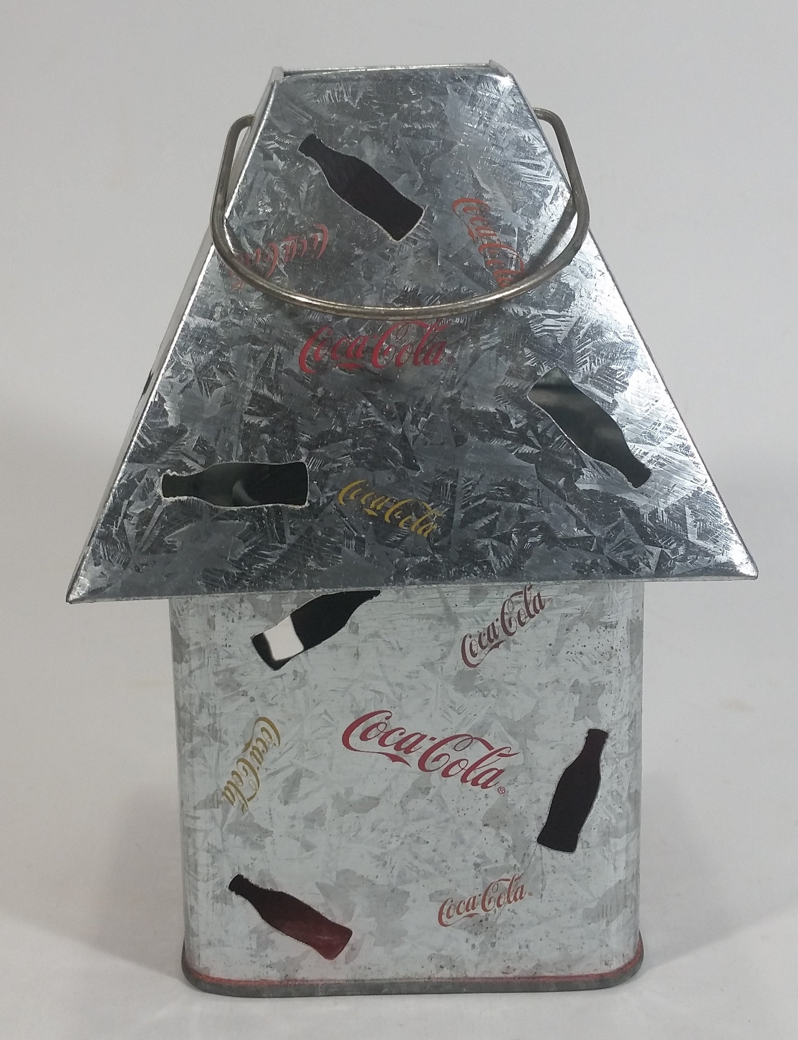 Coca-Cola Coke Soda Pop Flower Decor Galvanized Metal Outdoor Hanging Candle Lantern with Bottle Cut-outs 3