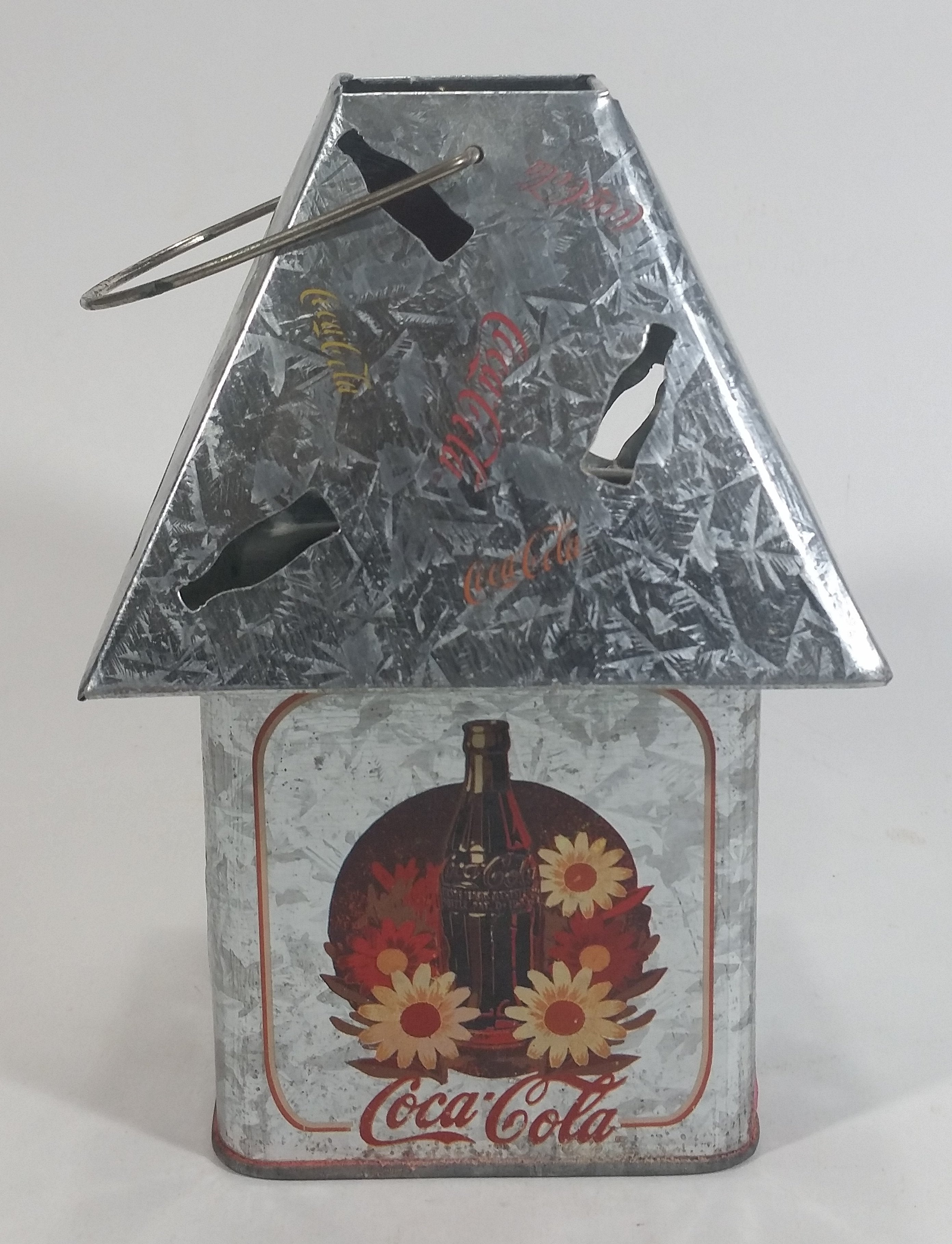 Coca-Cola Coke Soda Pop Flower Decor Galvanized Metal Outdoor Hanging Candle Lantern with Bottle Cut-outs 5
