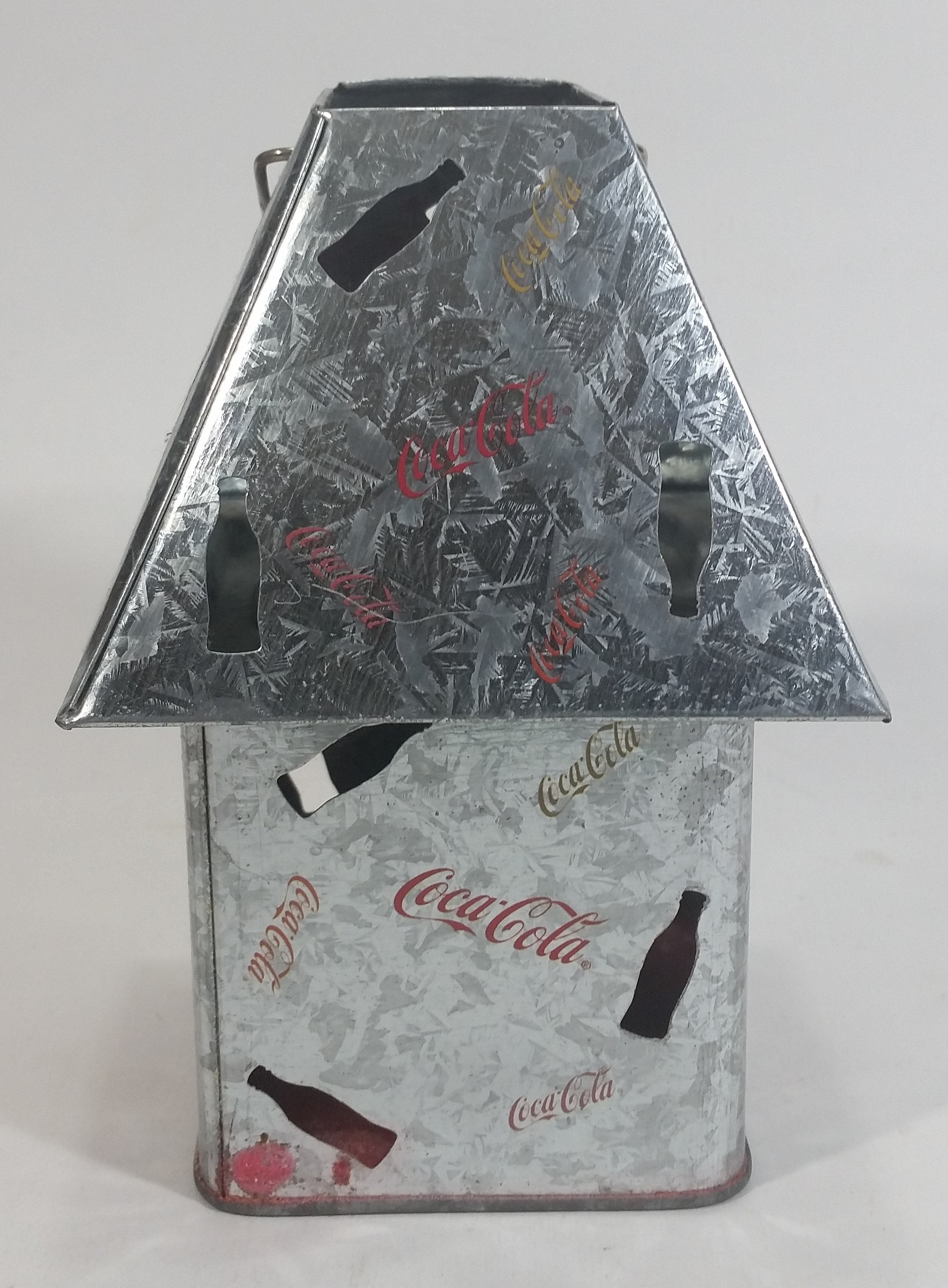 Coca-Cola Coke Soda Pop Flower Decor Galvanized Metal Outdoor Hanging Candle Lantern with Bottle Cut-outs 7