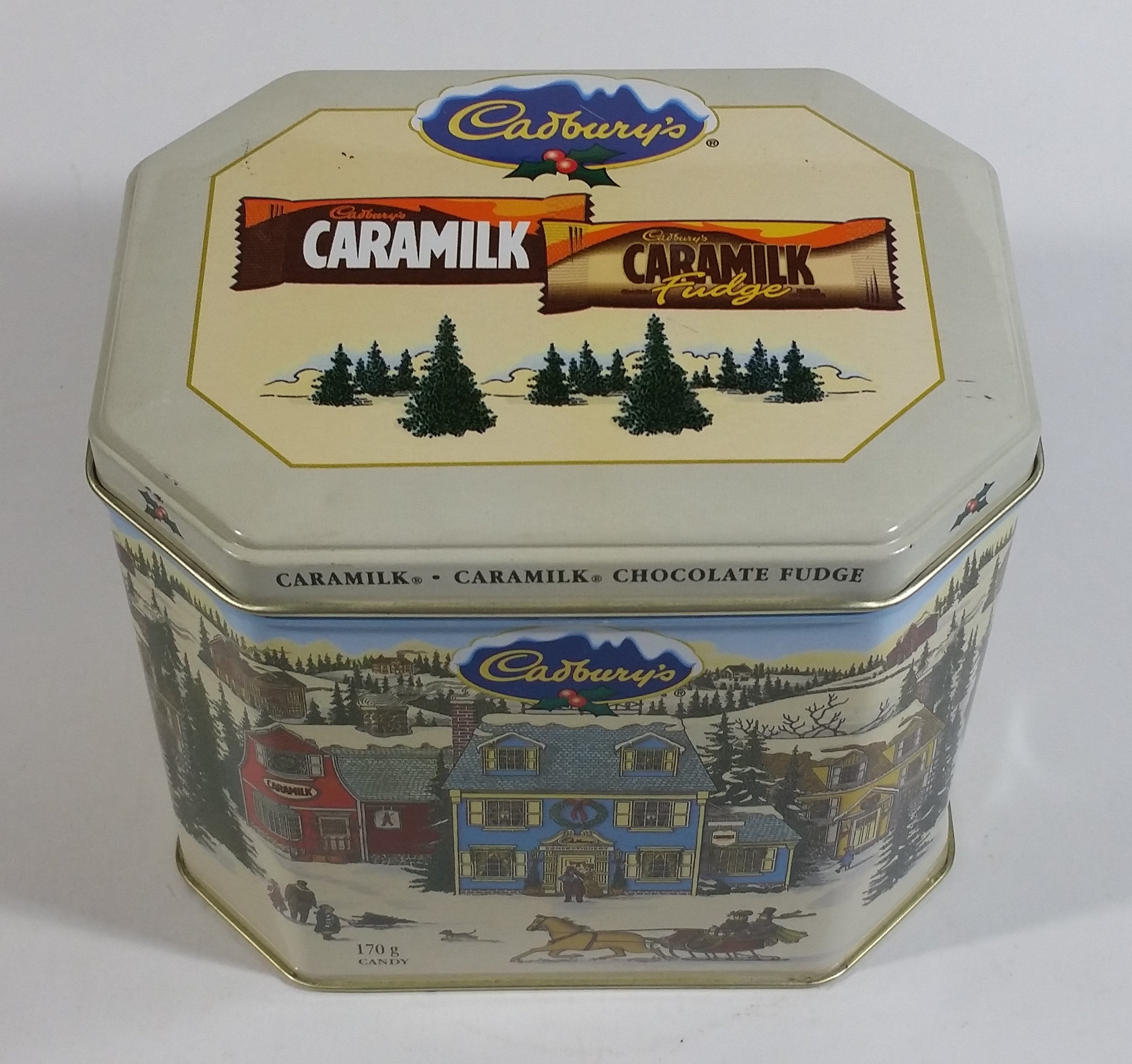 Cadbury's Festive Canisters Caramilk Fudge Chocolate Bar Snack Metal Tin Collectible 13