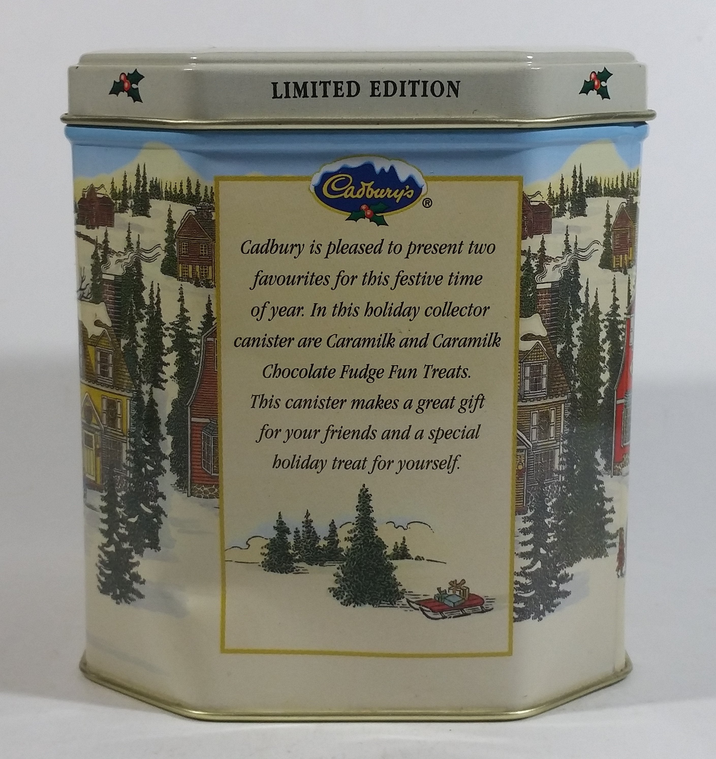 Cadbury's Festive Canisters Caramilk Fudge Chocolate Bar Snack Metal Tin Collectible 4