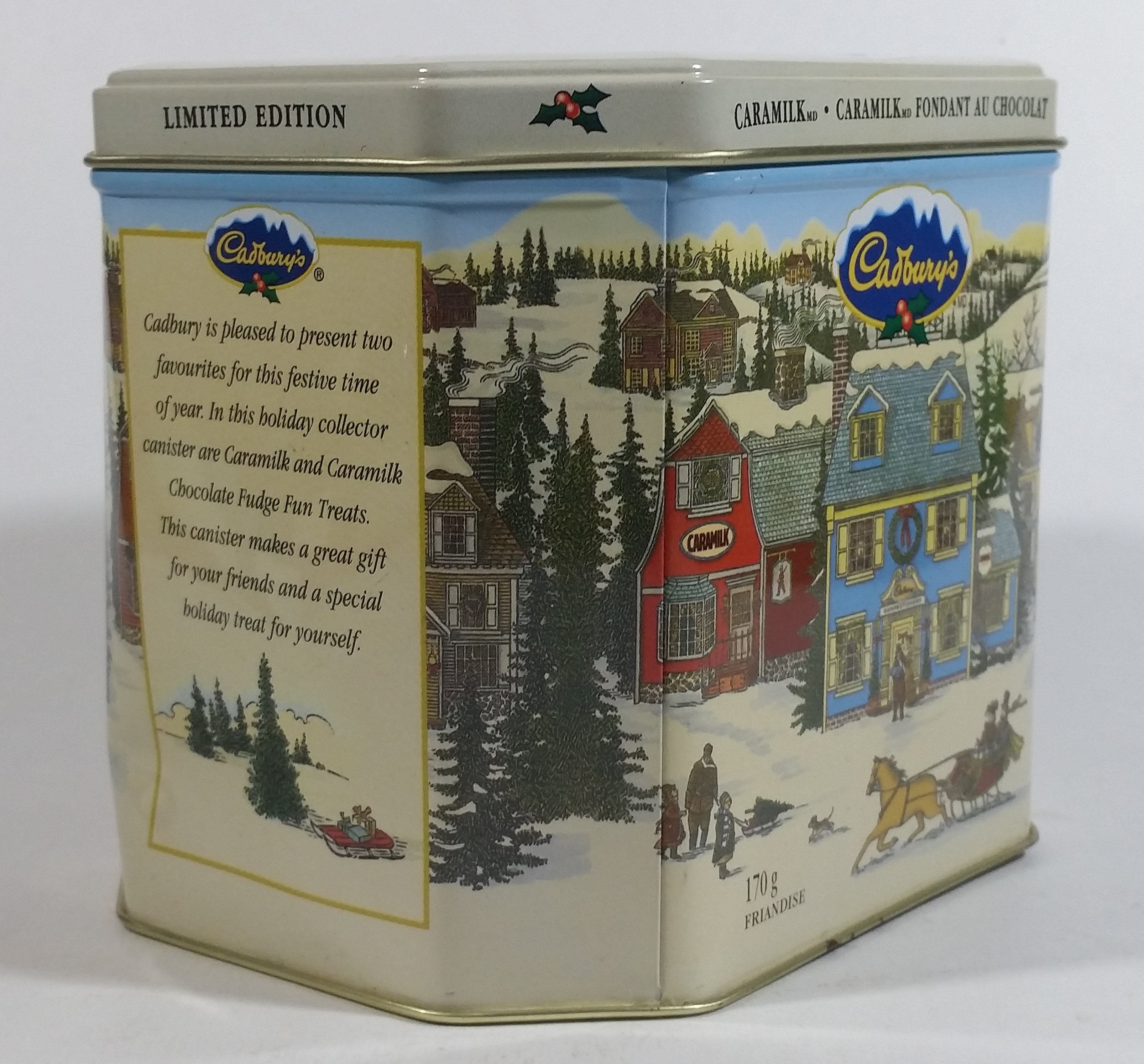 Cadbury's Festive Canisters Caramilk Fudge Chocolate Bar Snack Metal Tin Collectible 5