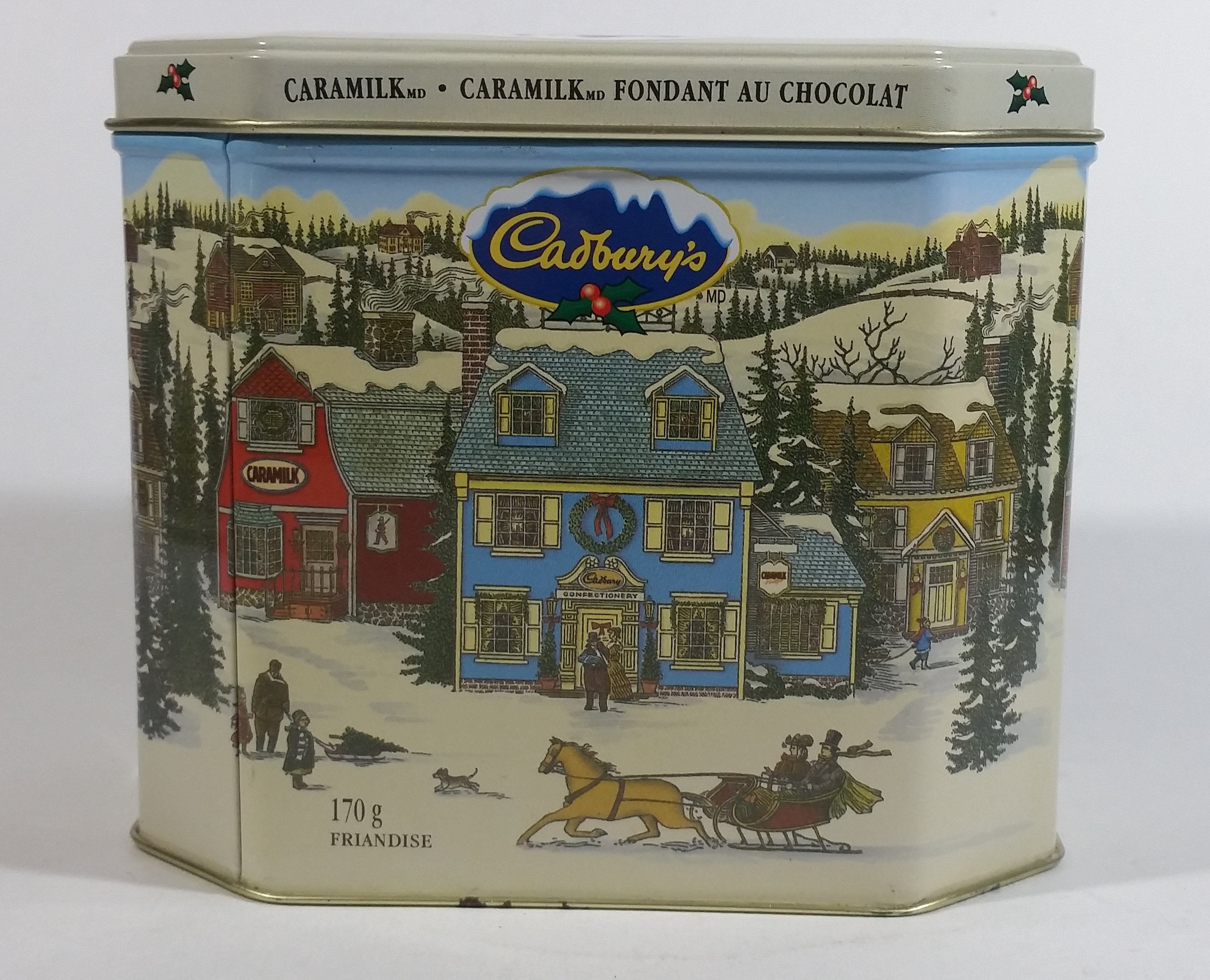 Cadbury's Festive Canisters Caramilk Fudge Chocolate Bar Snack Metal Tin Collectible 6