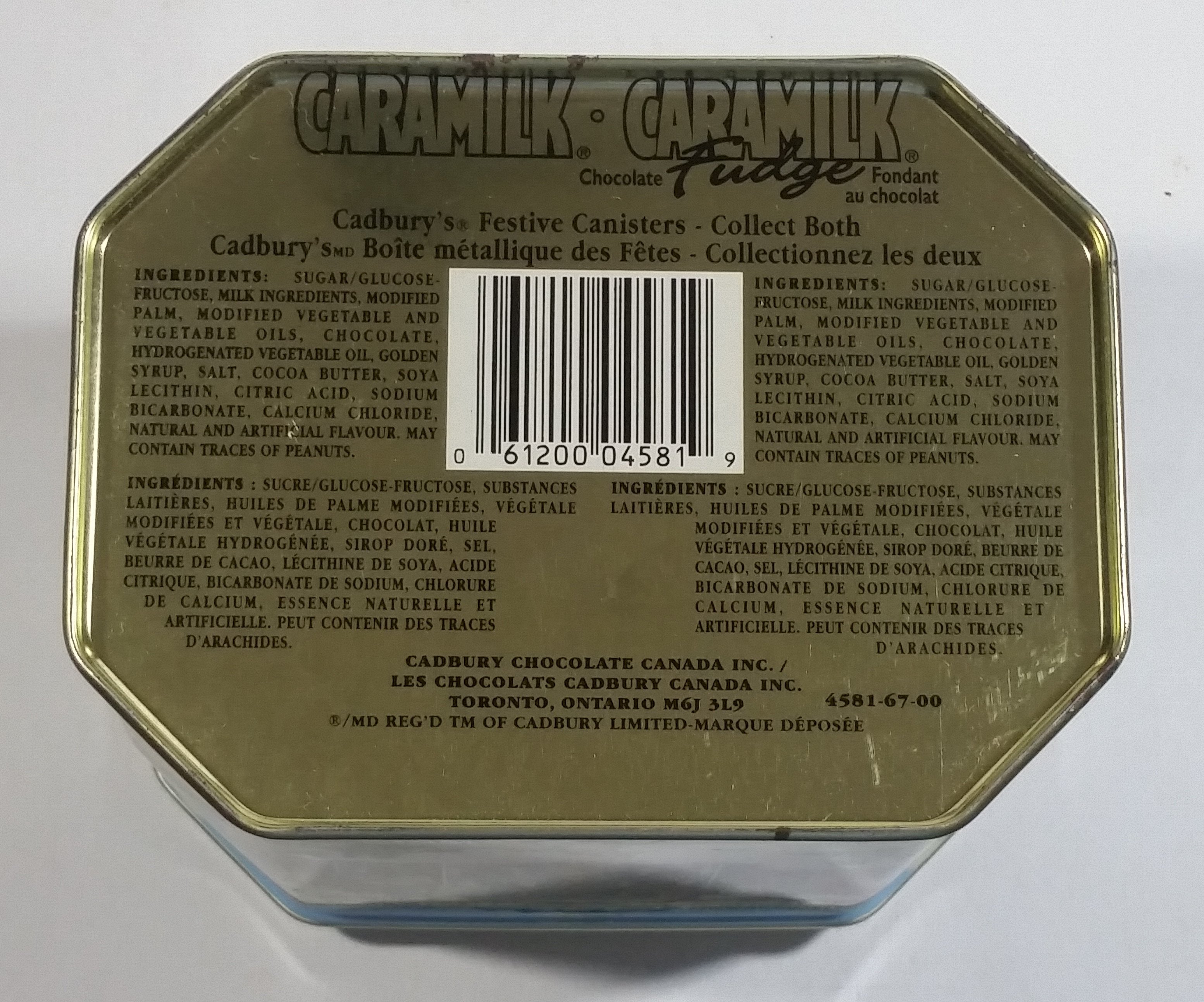 Cadbury's Festive Canisters Caramilk Fudge Chocolate Bar Snack Metal Tin Collectible 12