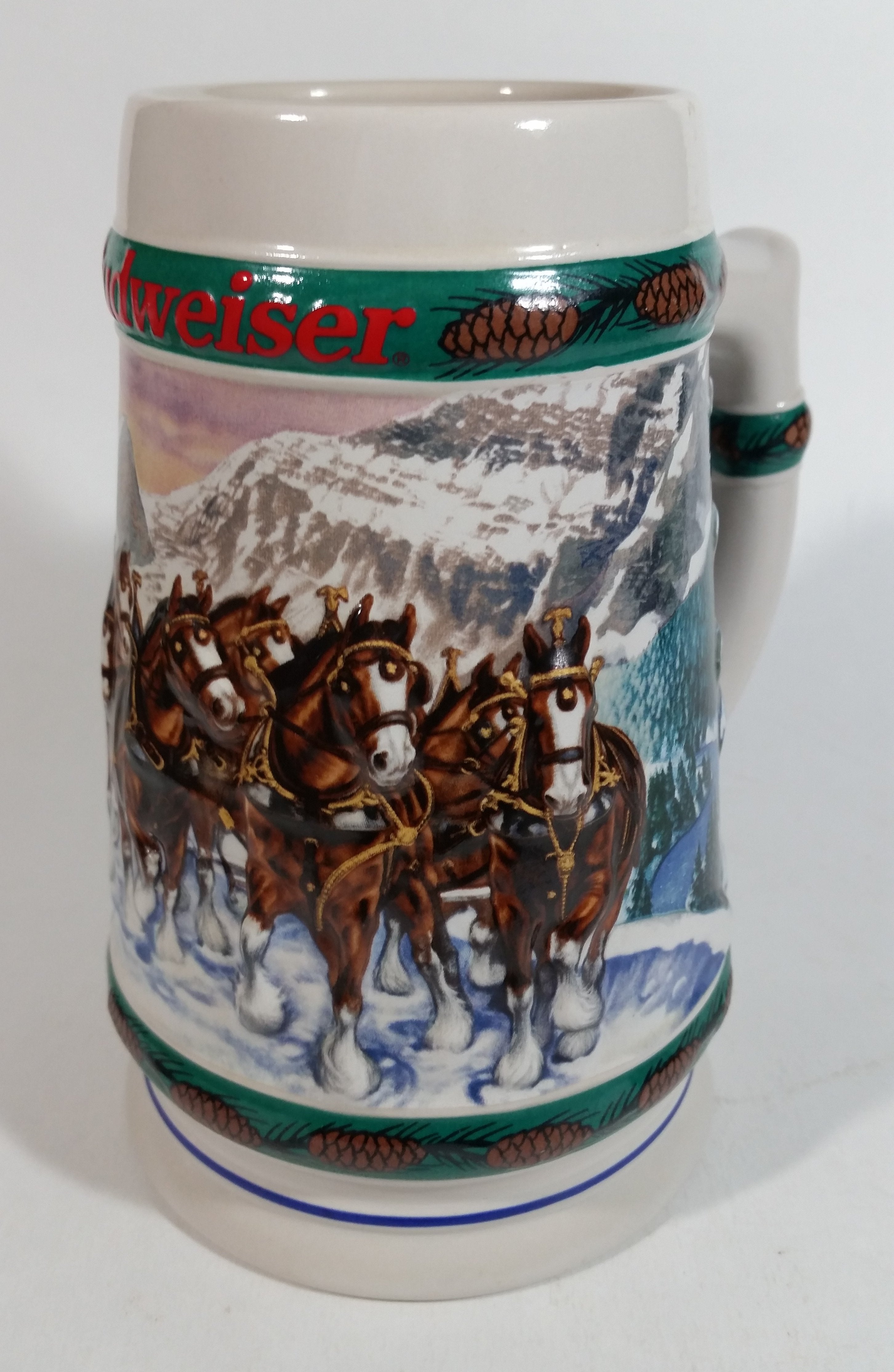 1993 Budweiser Holiday Stein Collection Special Delivery Ceramic Beer Stein By Artist Nora Koerber - Handcrafted in Brazil by Ceramarte 2