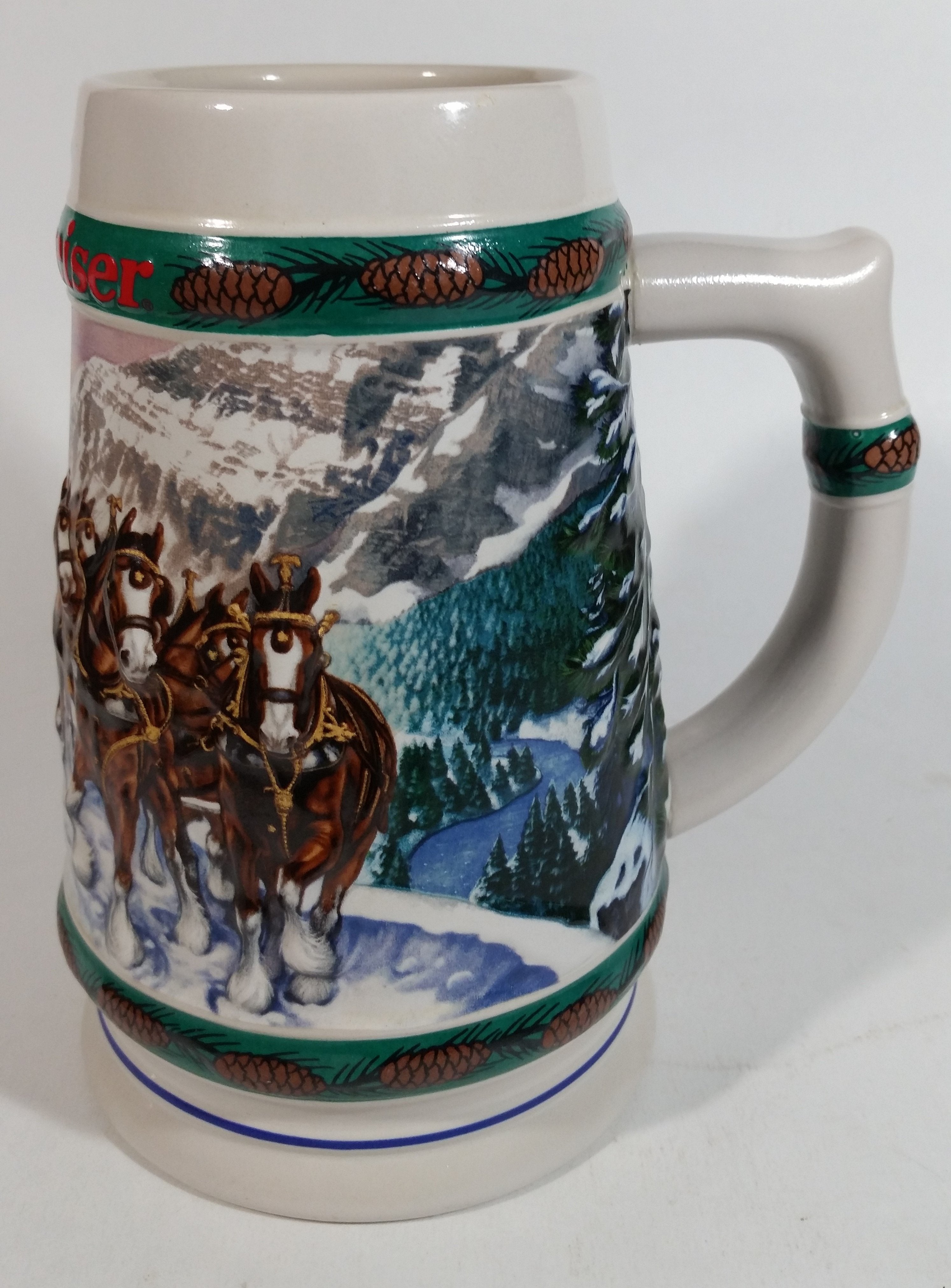 1993 Budweiser Holiday Stein Collection Special Delivery Ceramic Beer Stein By Artist Nora Koerber - Handcrafted in Brazil by Ceramarte 3