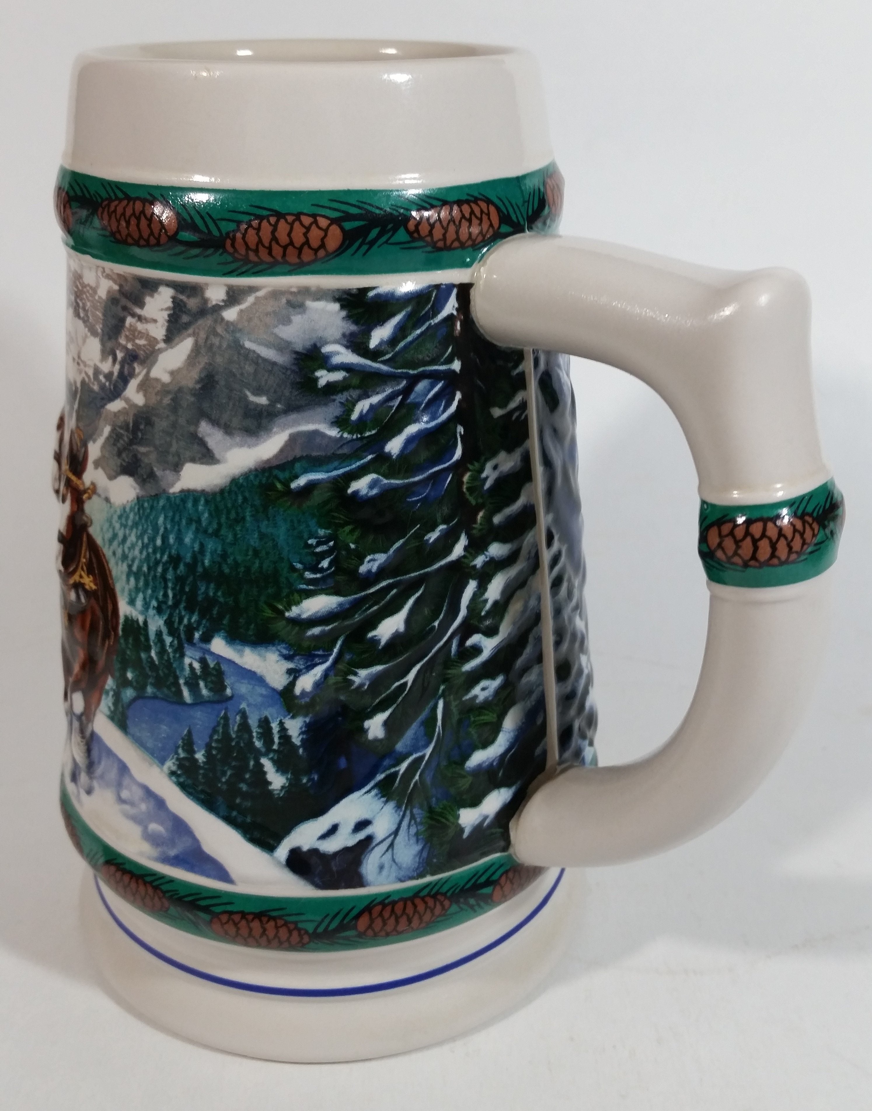 1993 Budweiser Holiday Stein Collection Special Delivery Ceramic Beer Stein By Artist Nora Koerber - Handcrafted in Brazil by Ceramarte 4