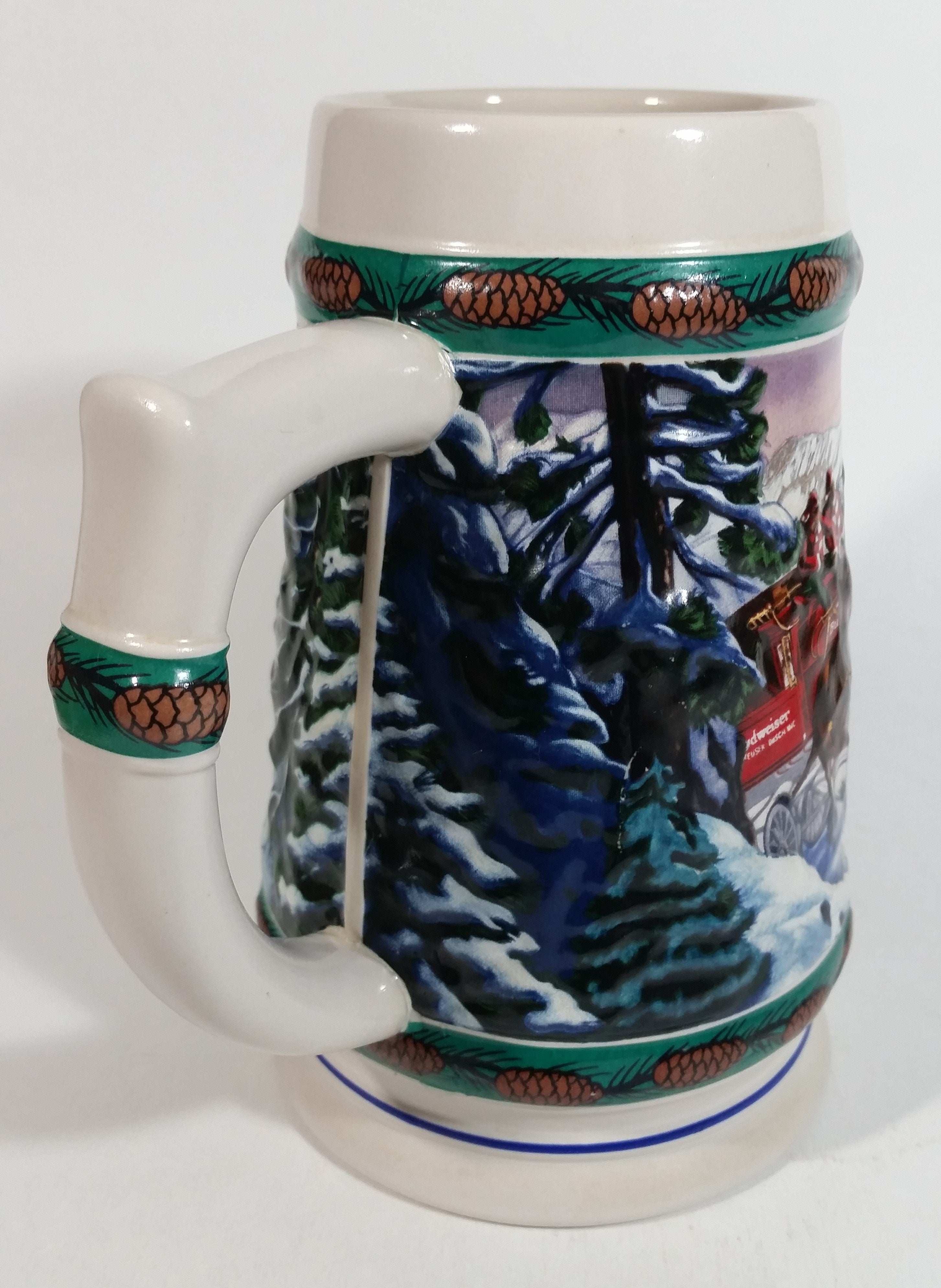 1993 Budweiser Holiday Stein Collection Special Delivery Ceramic Beer Stein By Artist Nora Koerber - Handcrafted in Brazil by Ceramarte 6