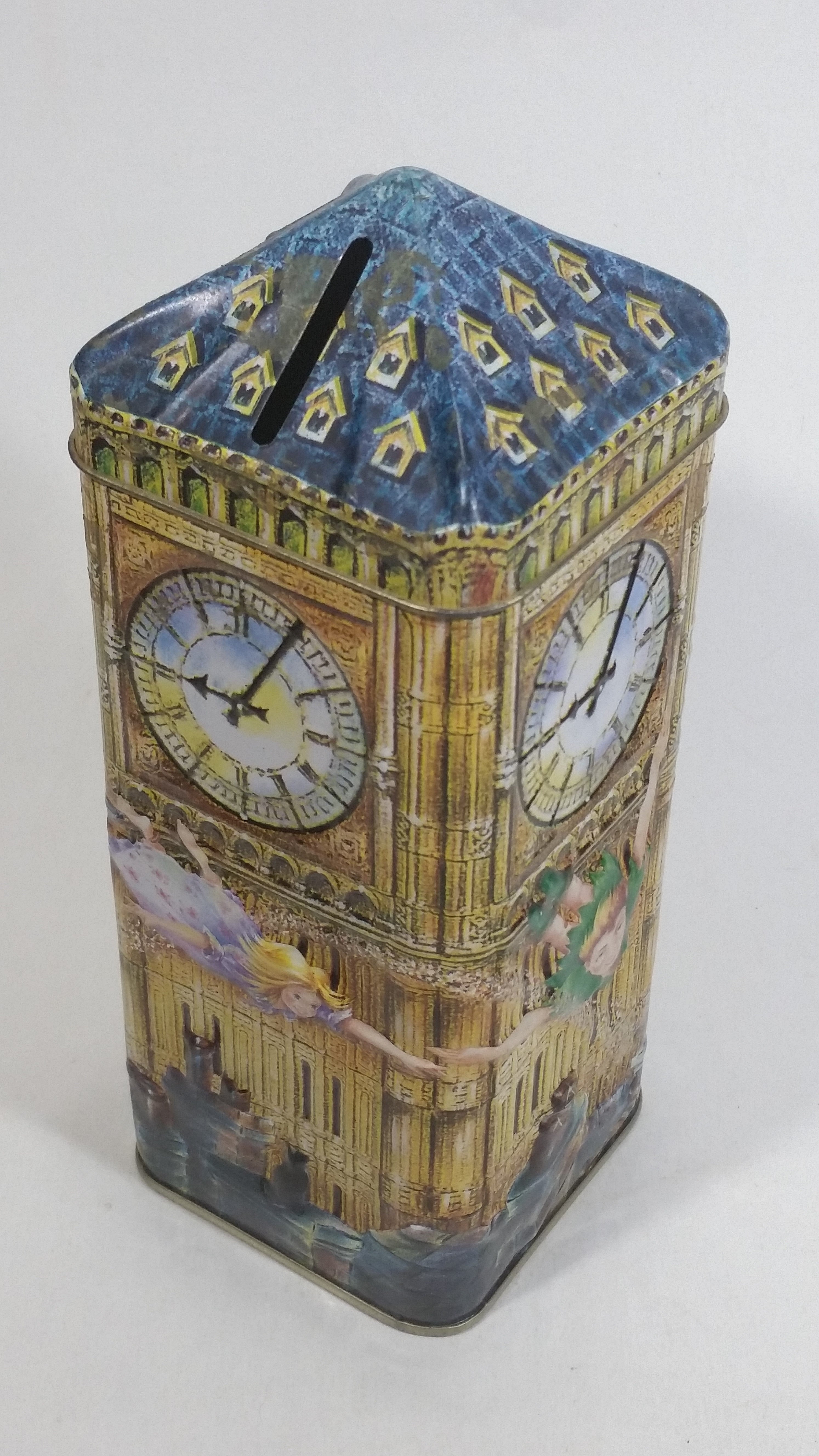 Churchill's Peter Pan Big Ben Clock 3D Metal Tin Coin Bank Collectible 12