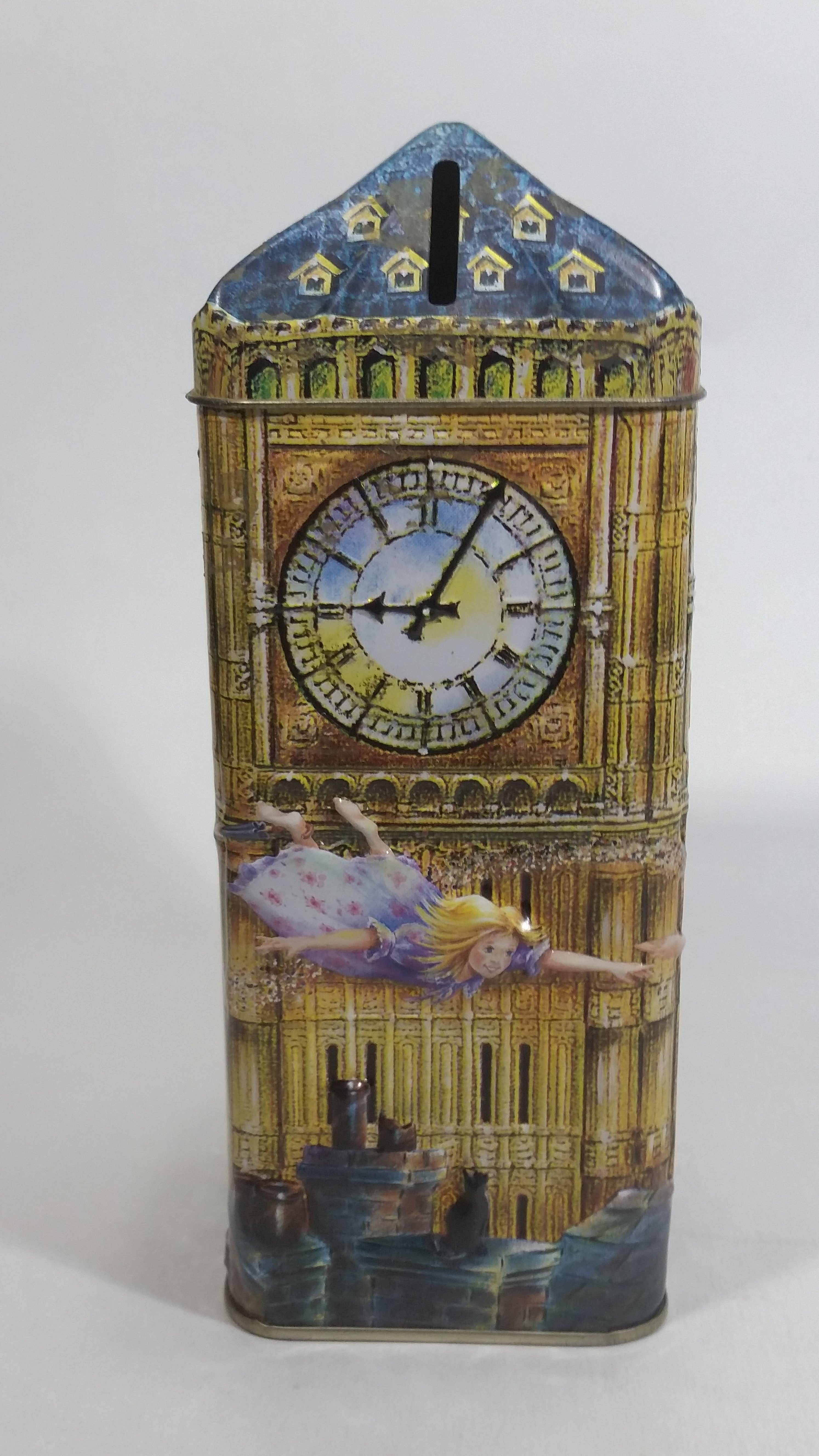 Churchill's Peter Pan Big Ben Clock 3D Metal Tin Coin Bank Collectible 8