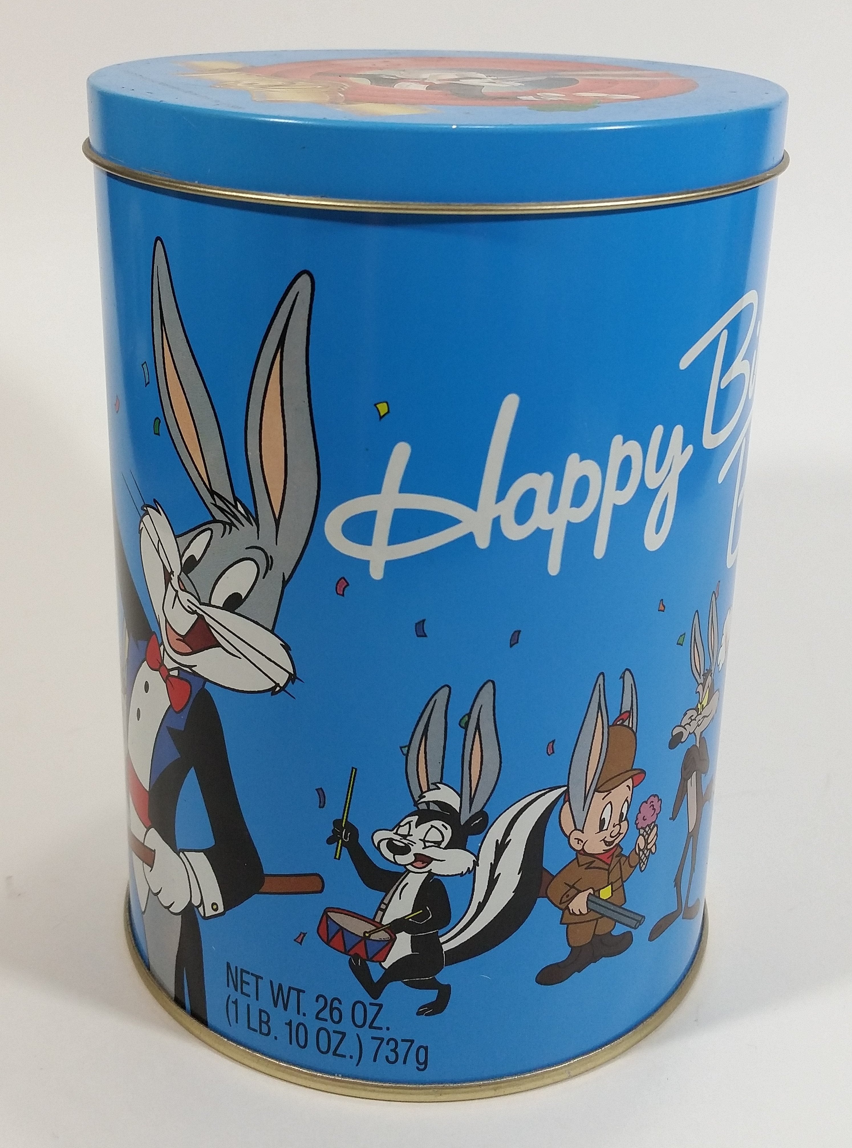 1989 Warner Bros Looney Tunes Happy Birthday Bugs Bunny 50th Anniversary Brach's Jelly Beans Tin Canister Cartoon Collectible 3