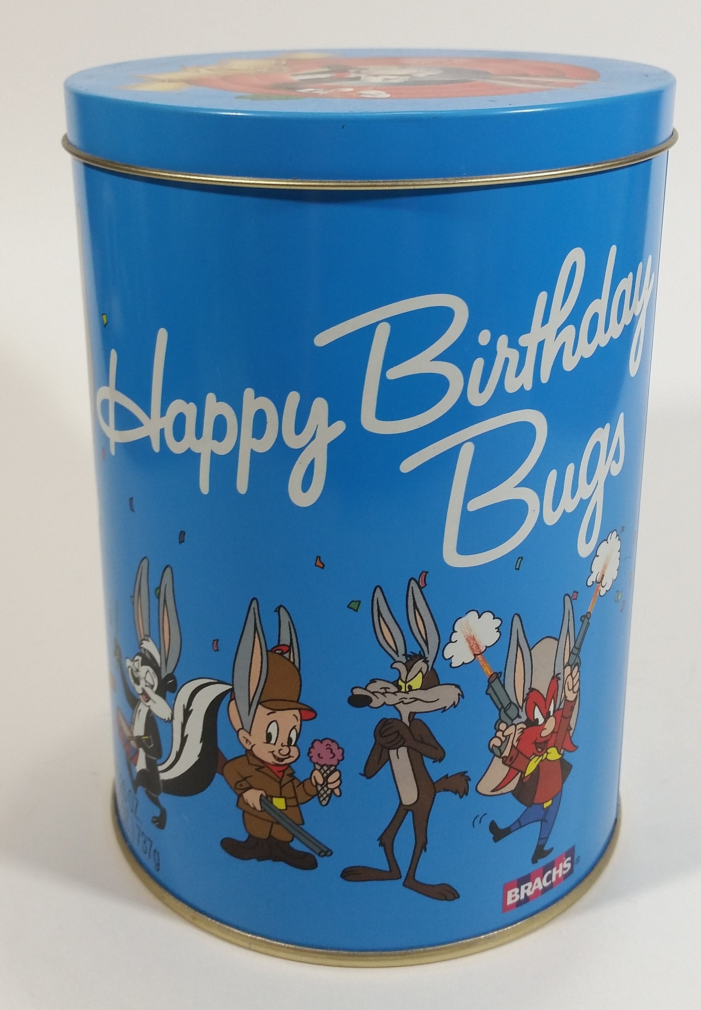 1989 Warner Bros Looney Tunes Happy Birthday Bugs Bunny 50th Anniversary Brach's Jelly Beans Tin Canister Cartoon Collectible 4