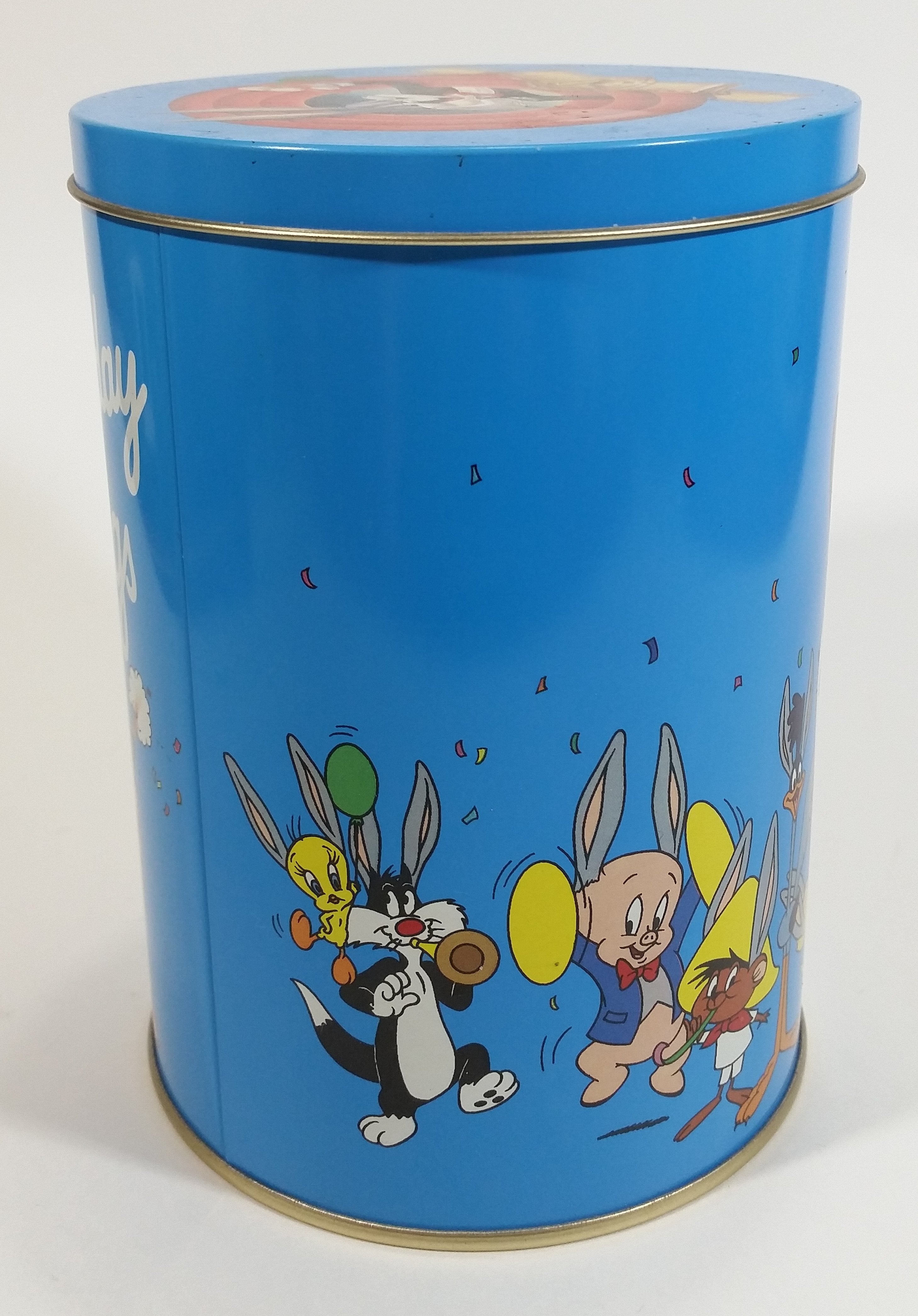 1989 Warner Bros Looney Tunes Happy Birthday Bugs Bunny 50th Anniversary Brach's Jelly Beans Tin Canister Cartoon Collectible 6