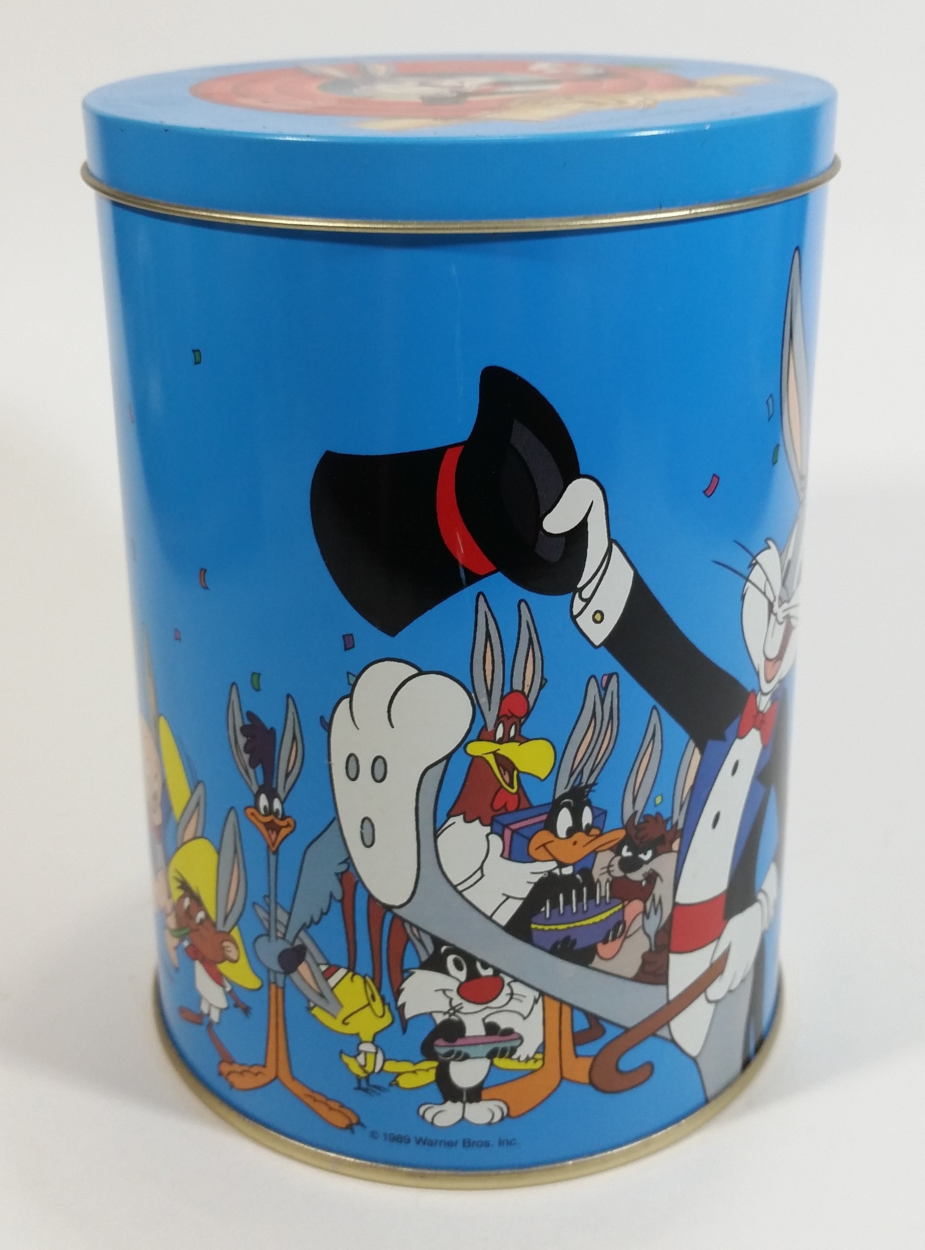 1989 Warner Bros Looney Tunes Happy Birthday Bugs Bunny 50th Anniversary Brach's Jelly Beans Tin Canister Cartoon Collectible 8