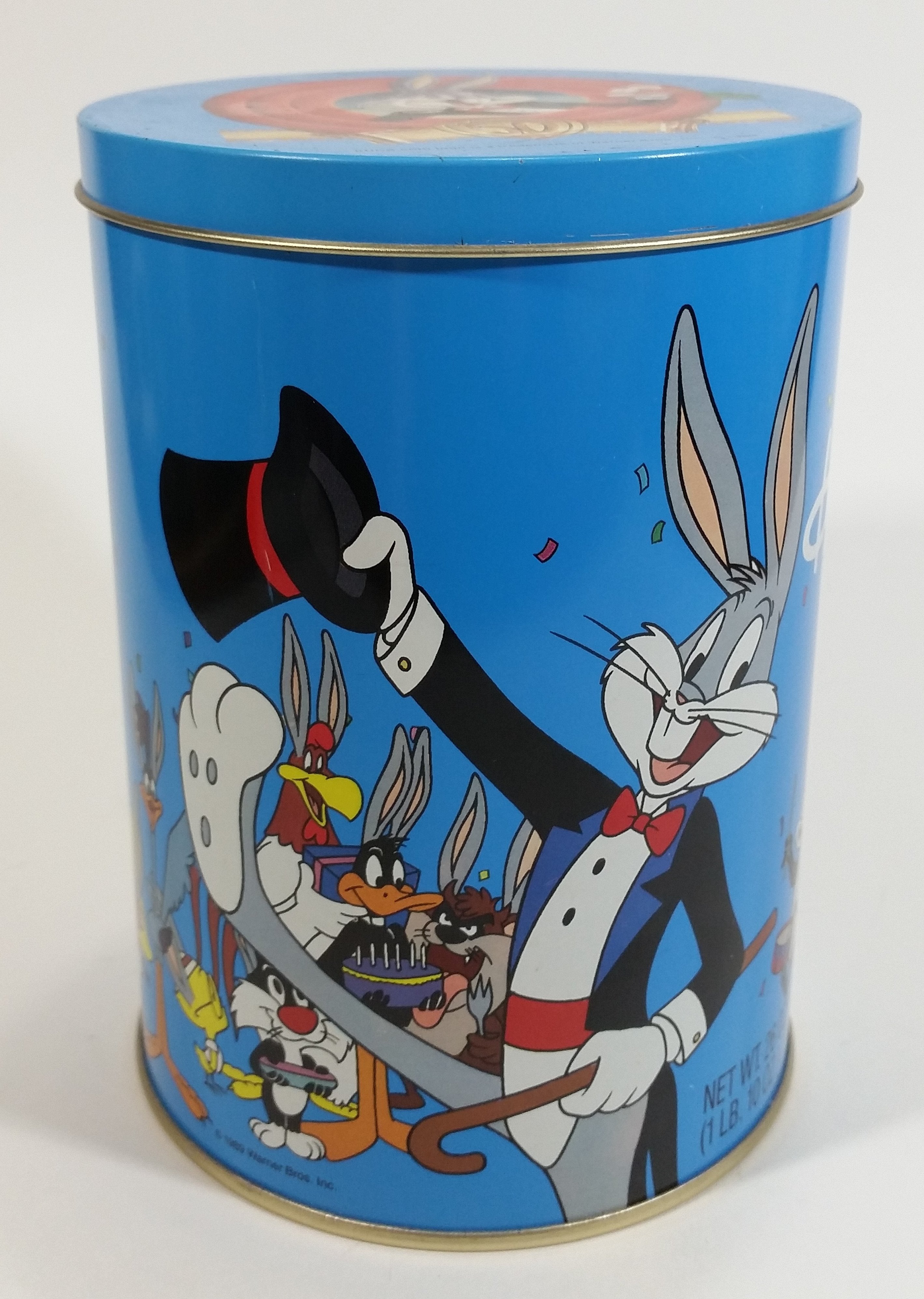 1989 Warner Bros Looney Tunes Happy Birthday Bugs Bunny 50th Anniversary Brach's Jelly Beans Tin Canister Cartoon Collectible 9