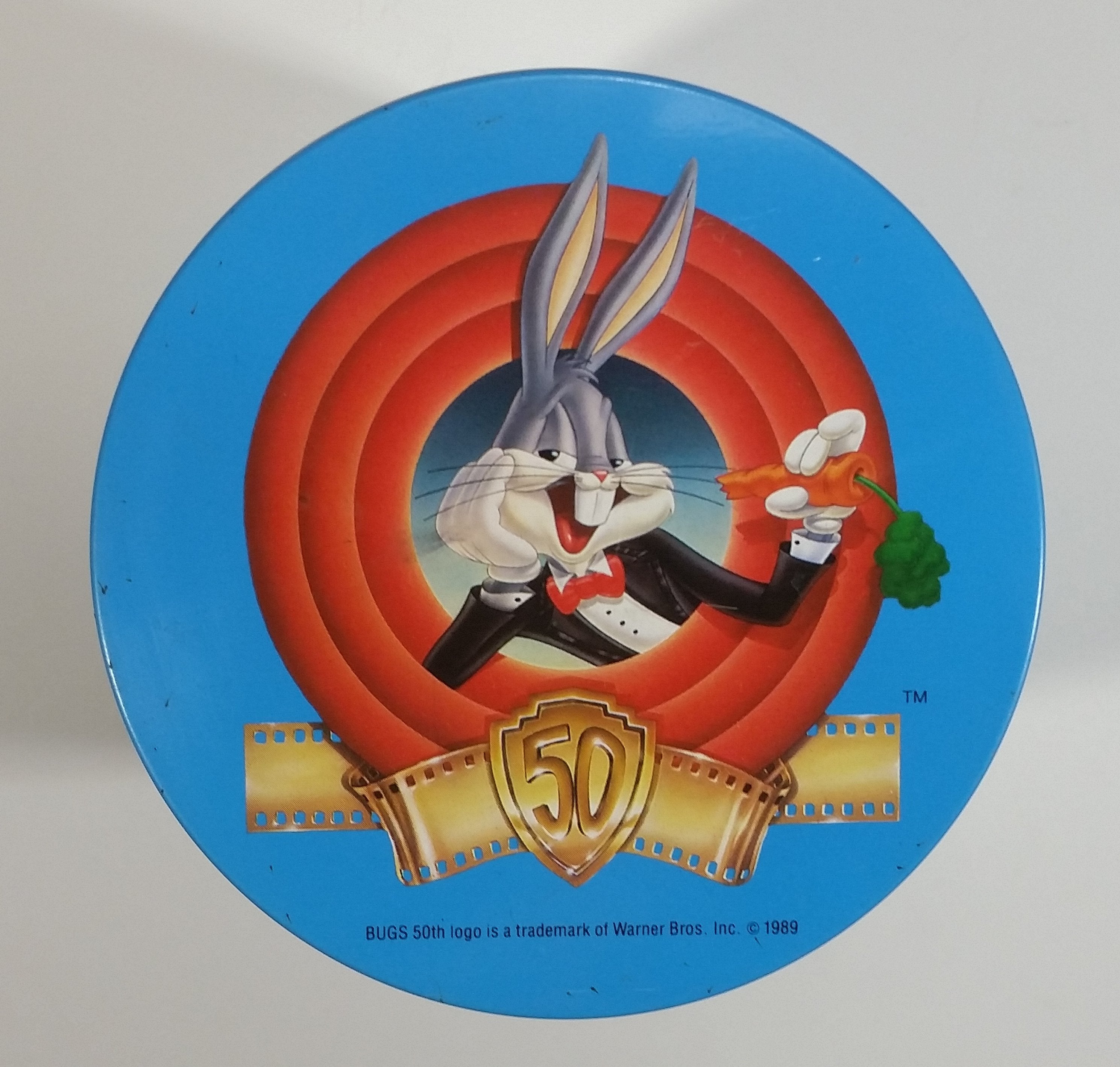 1989 Warner Bros Looney Tunes Happy Birthday Bugs Bunny 50th Anniversary Brach's Jelly Beans Tin Canister Cartoon Collectible 11