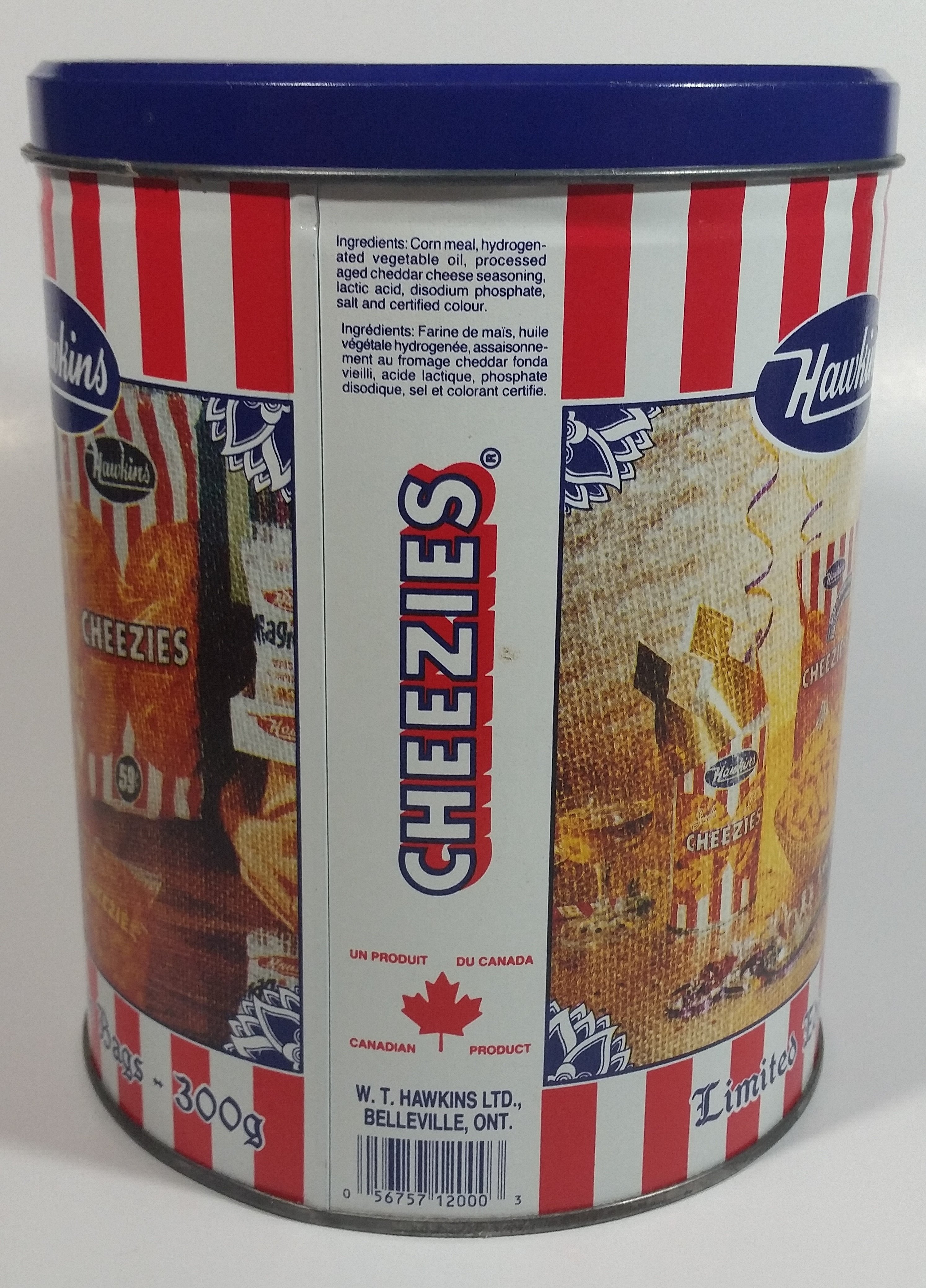 HTF Hawkins Cheezies Corn Snacks "Always on Top" Fresh, Crisp, and Delicious Limited Edition Tin Metal Canister 5