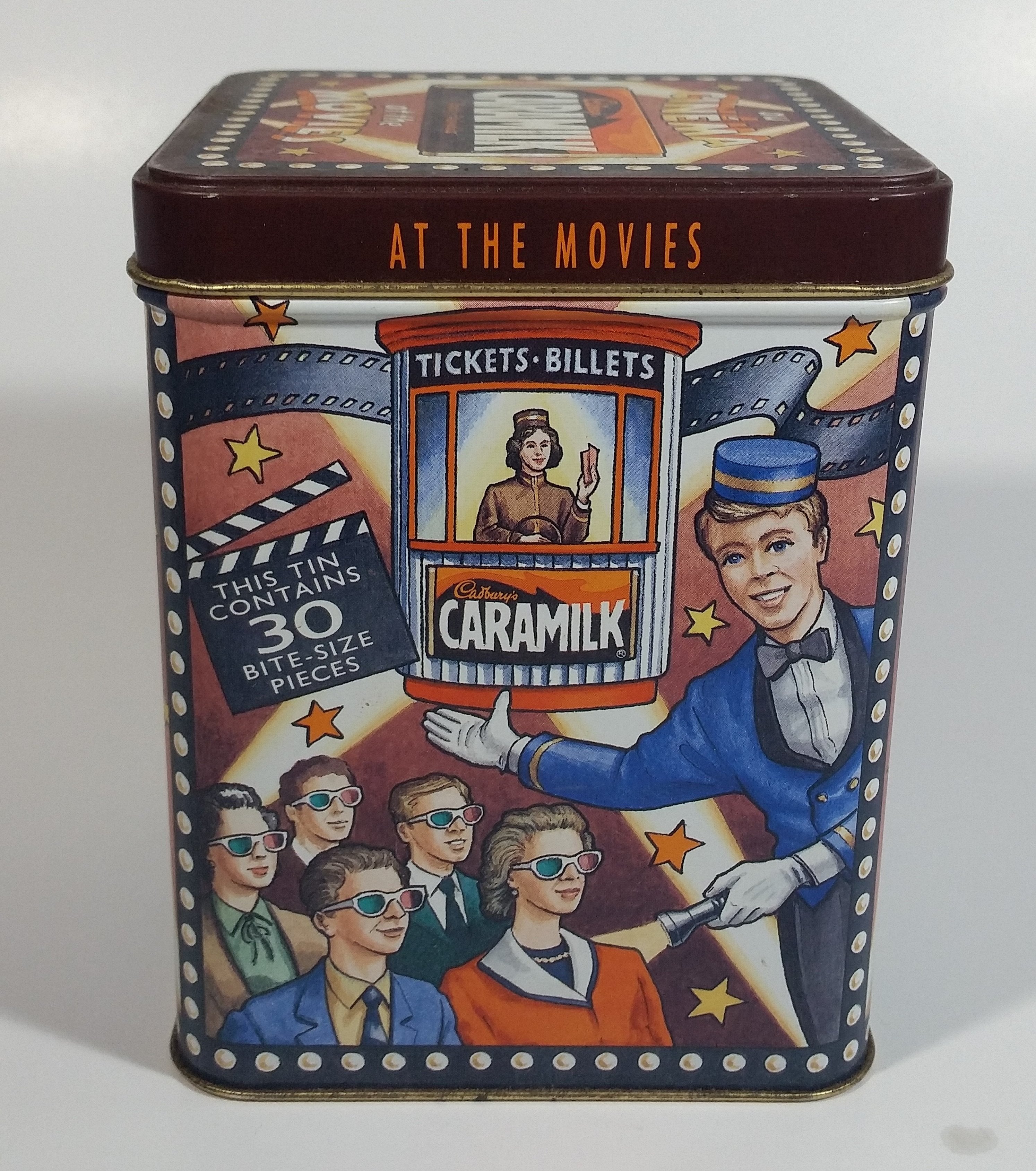 Cadbury's Caramilk at the Movies Chocolate Candy Bar Cinema Film Themed Tin Metal Hinged Container 1 of 3 in Series Snack Sweets Collectible 4