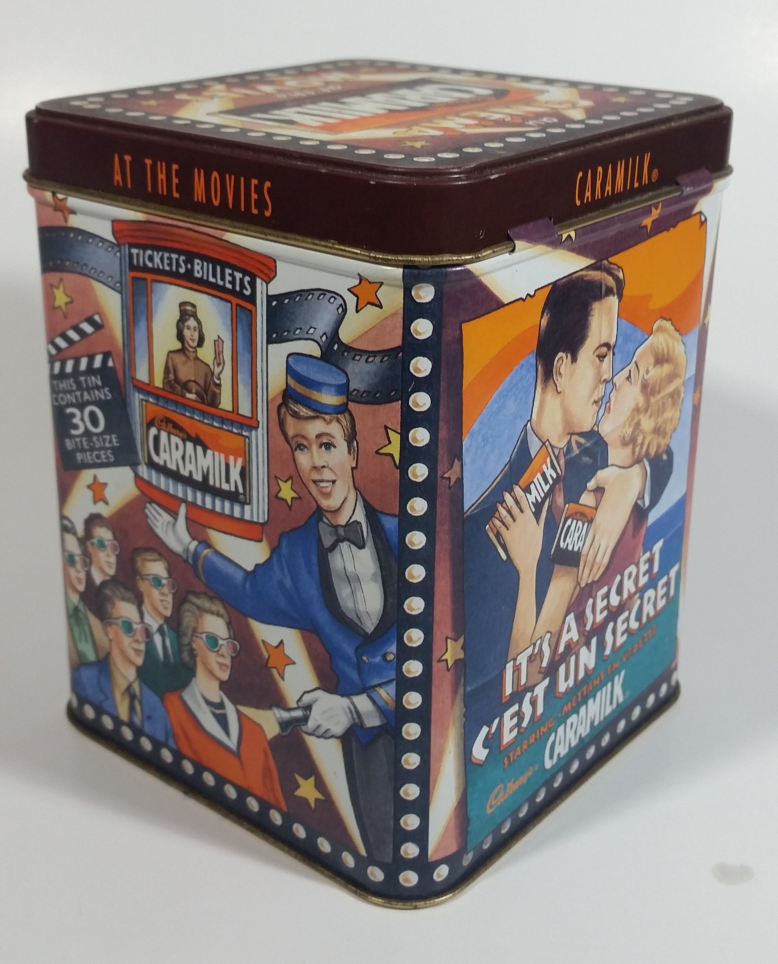 Cadbury's Caramilk at the Movies Chocolate Candy Bar Cinema Film Themed Tin Metal Hinged Container 1 of 3 in Series Snack Sweets Collectible 5