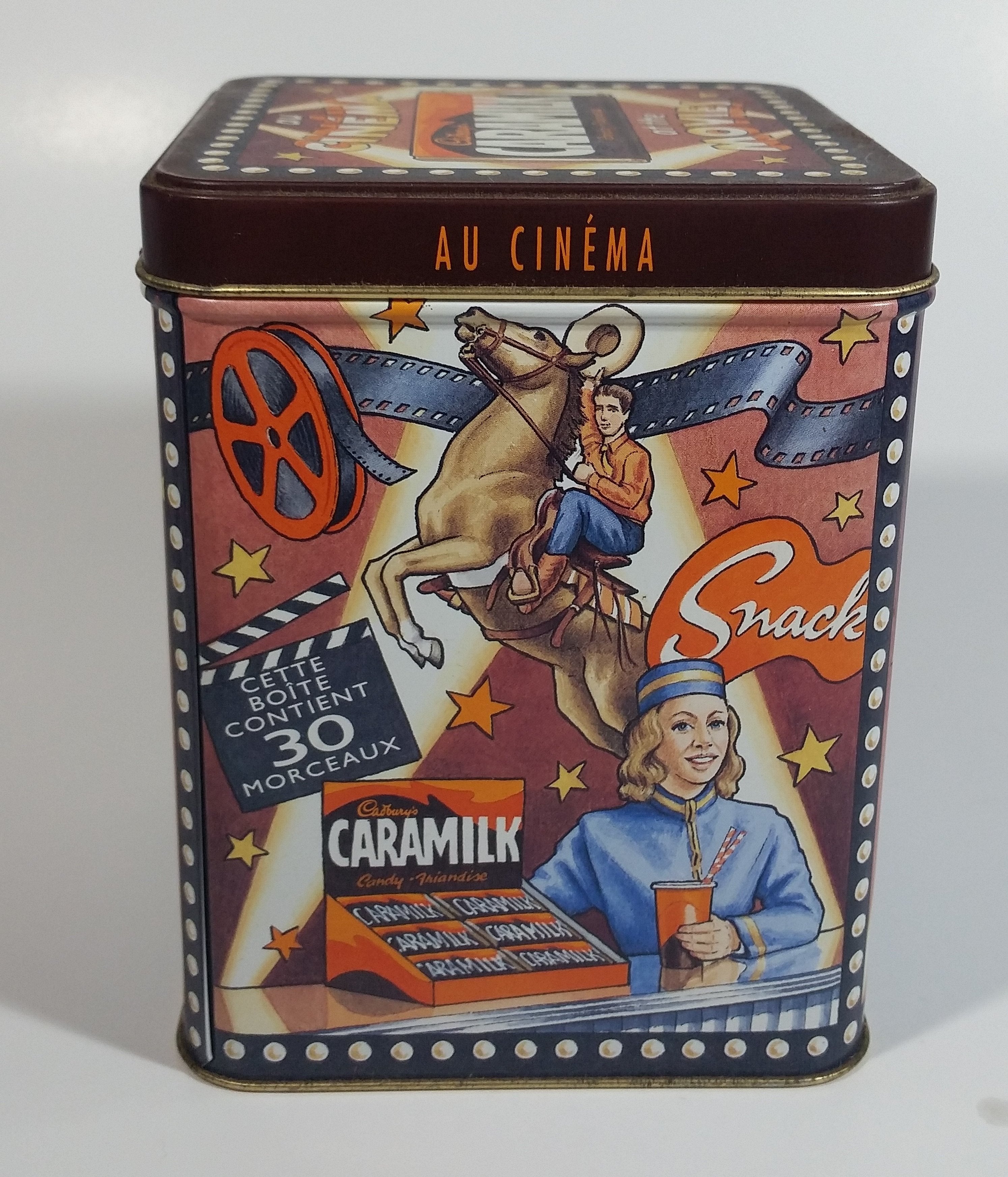 Cadbury's Caramilk at the Movies Chocolate Candy Bar Cinema Film Themed Tin Metal Hinged Container 1 of 3 in Series Snack Sweets Collectible 8