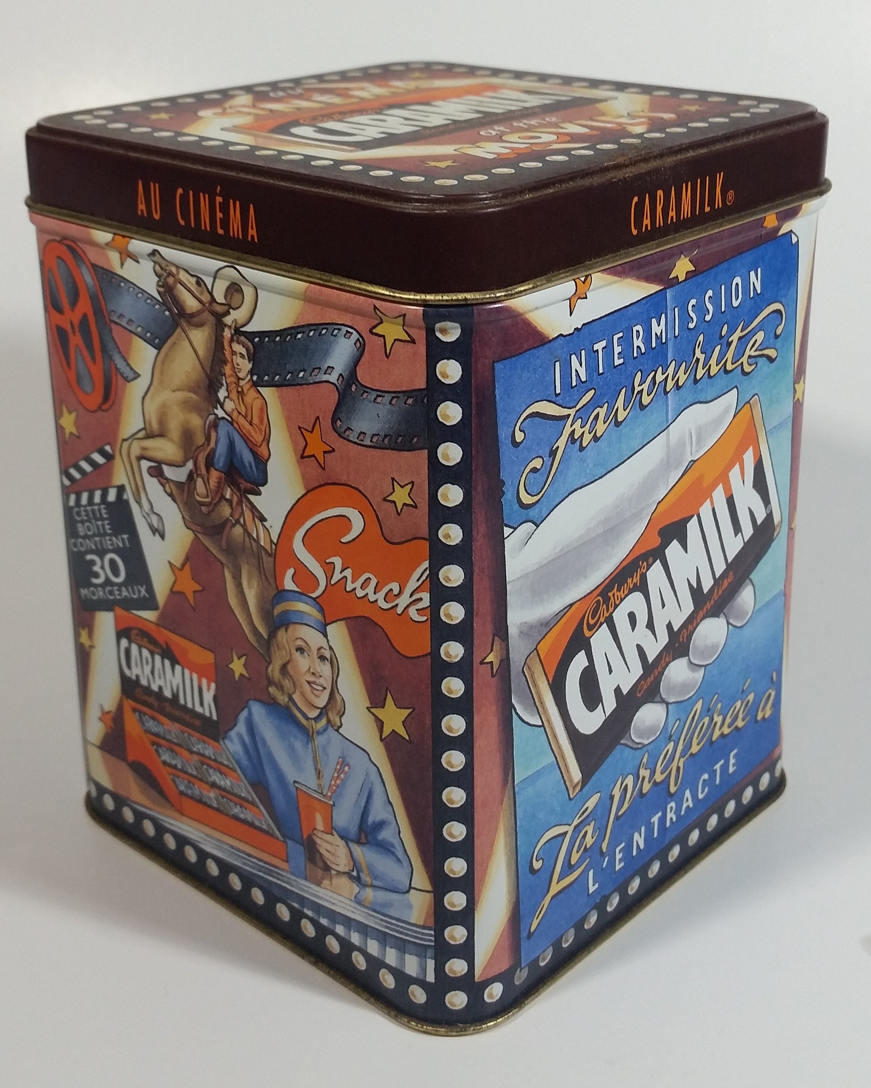Cadbury's Caramilk at the Movies Chocolate Candy Bar Cinema Film Themed Tin Metal Hinged Container 1 of 3 in Series Snack Sweets Collectible 9