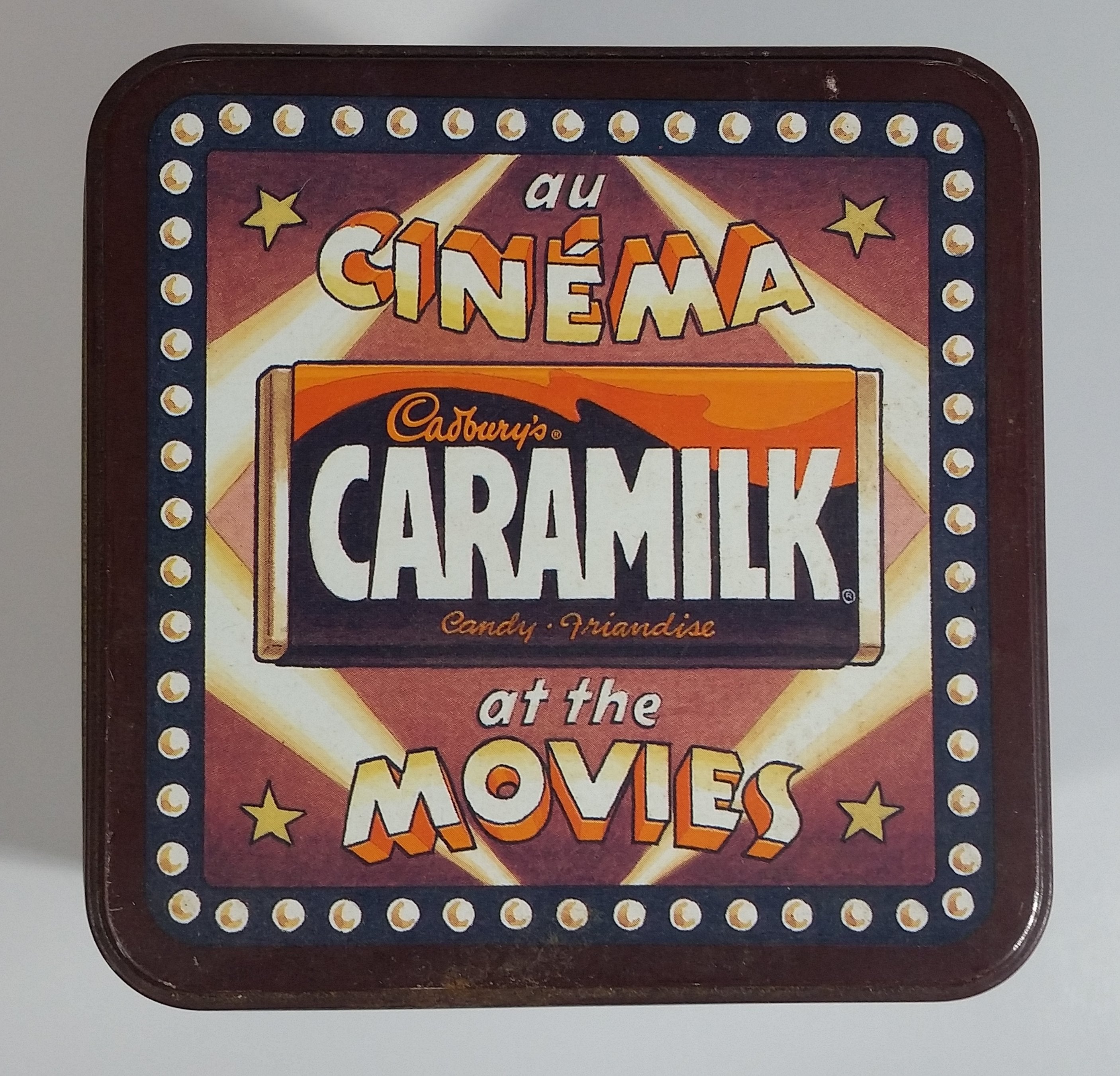 Cadbury's Caramilk at the Movies Chocolate Candy Bar Cinema Film Themed Tin Metal Hinged Container 1 of 3 in Series Snack Sweets Collectible 10