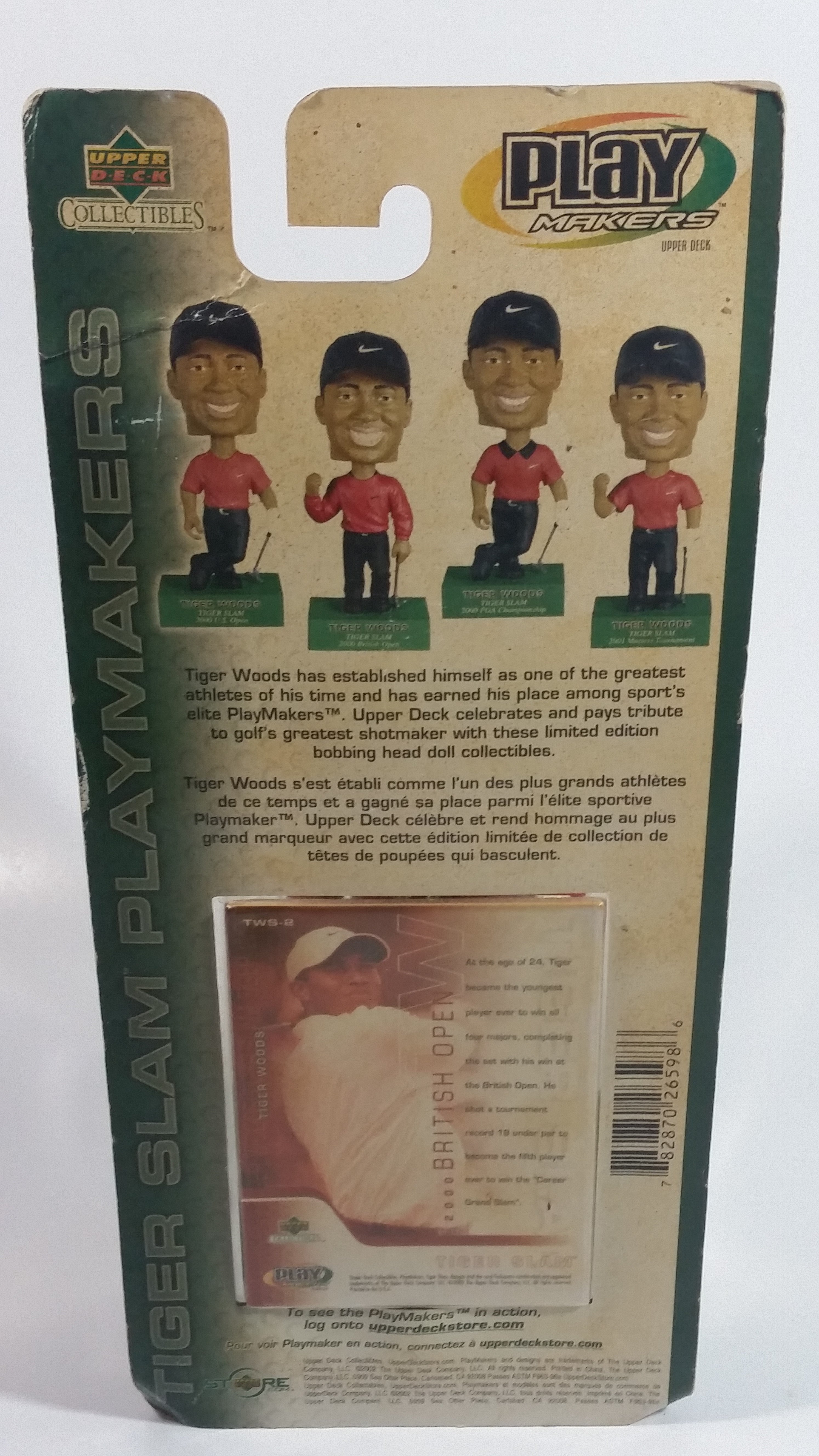 2002 Upper Deck Collectibles Tiger Slam PlayMakers Tiger Woods Golfer 2000 British Open Champion 7" Tall Bobblehead Figure Sealed in Package 3