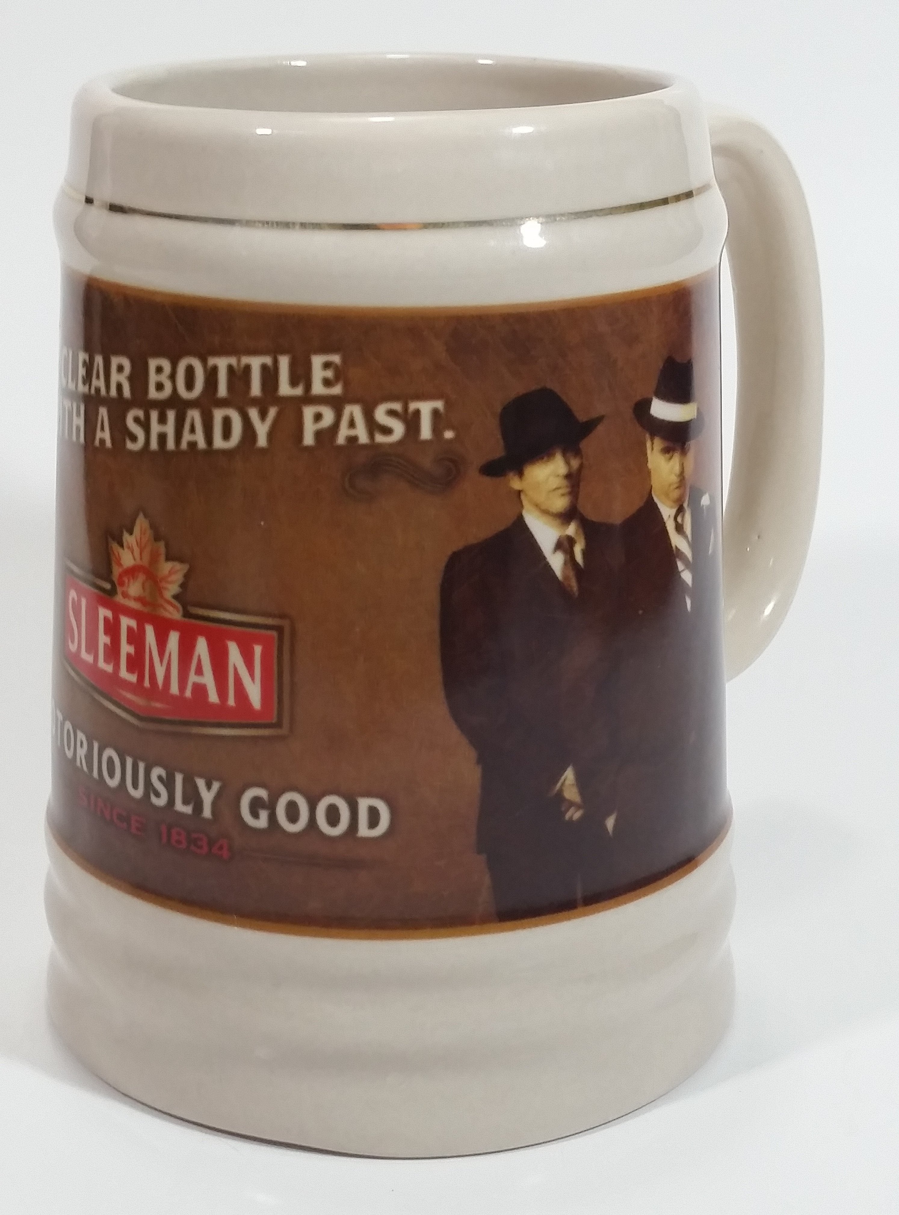 Sleeman Notoriously Good Since 1834 The Clear Bottle With A Shady Past Beer Mug Al Capone Mob Gangster Breweriana Collectible 1