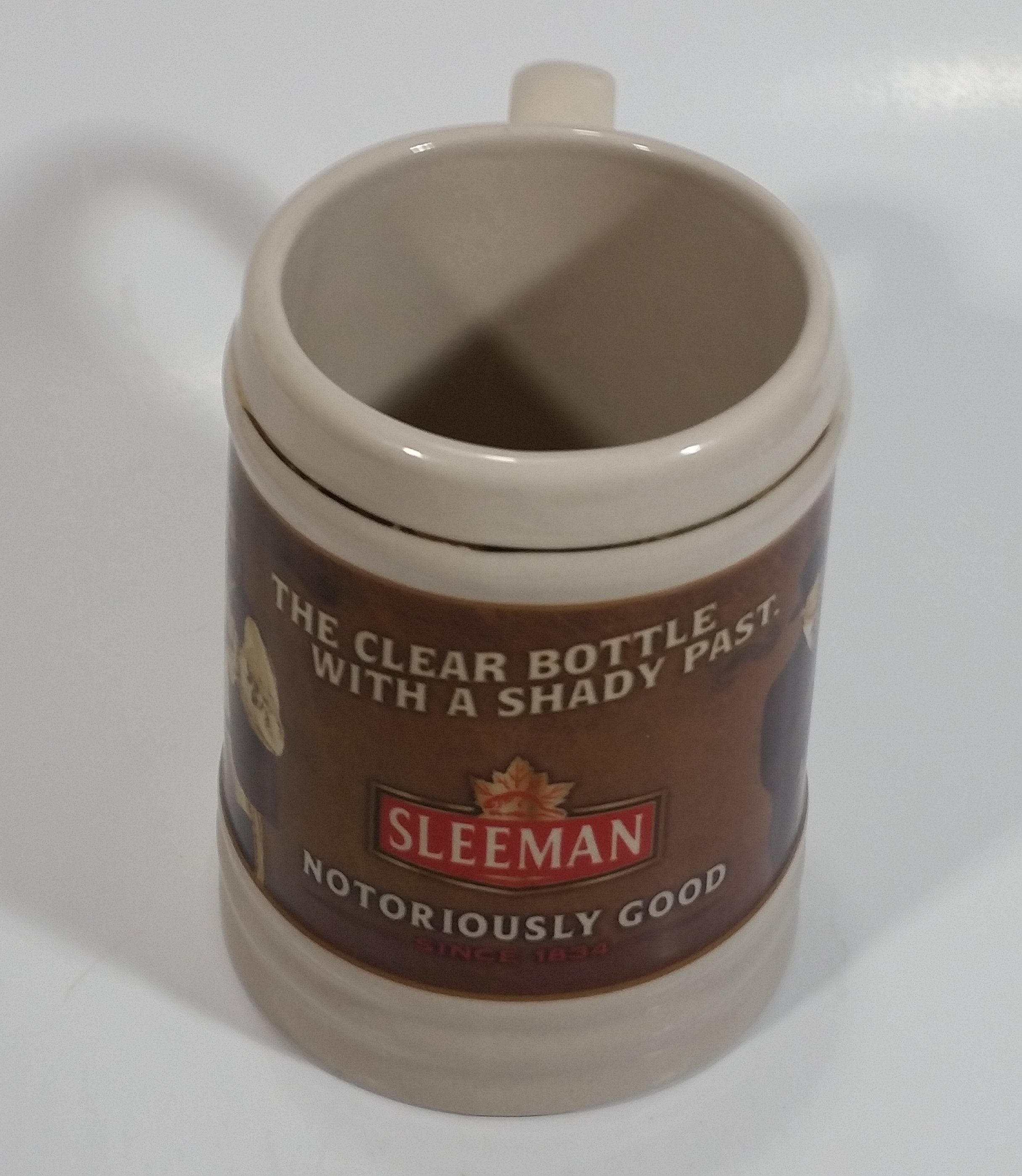 Sleeman Notoriously Good Since 1834 The Clear Bottle With A Shady Past Beer Mug Al Capone Mob Gangster Breweriana Collectible 10