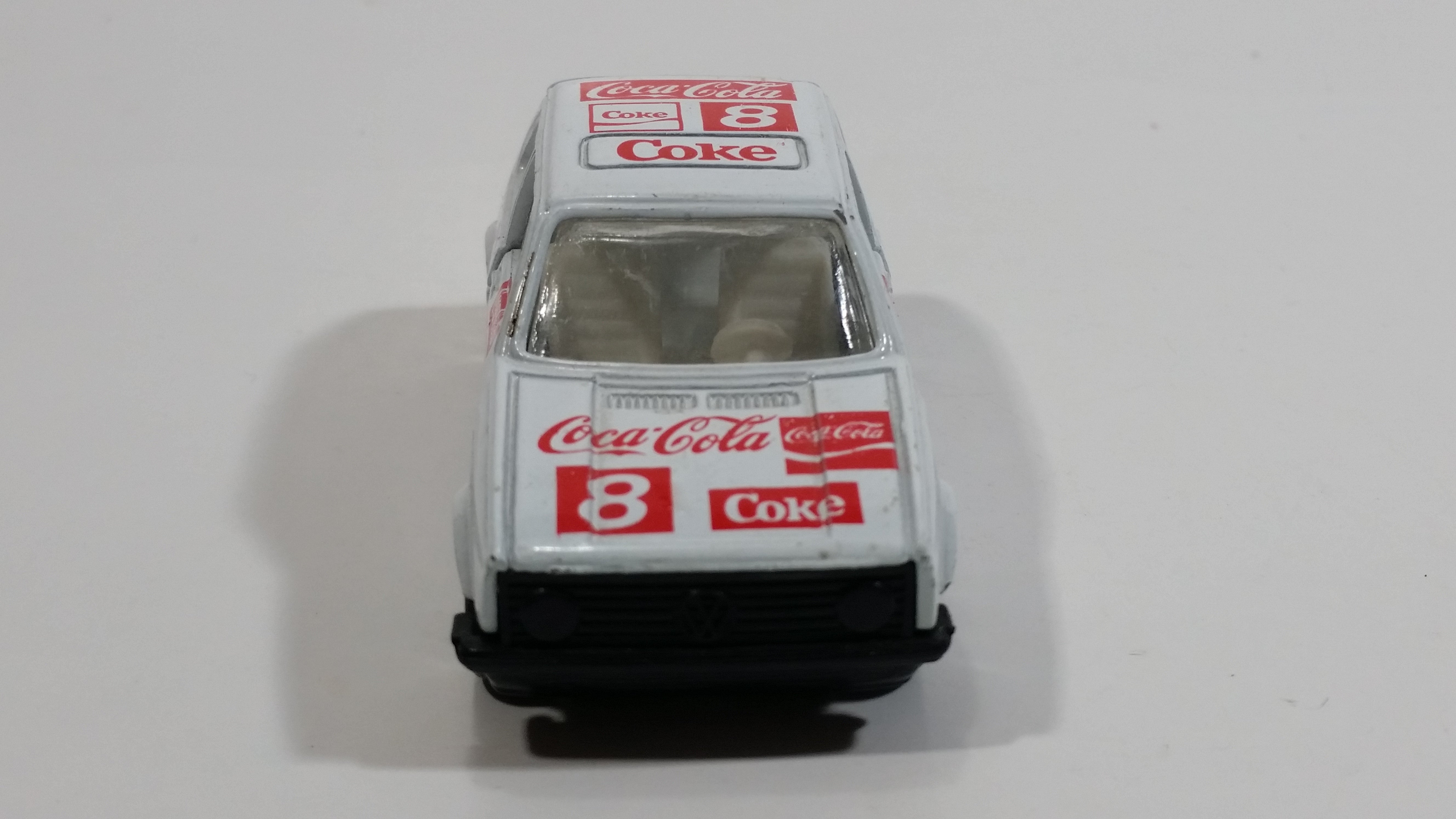 1988 Hartoy Coca Cola Coke Soda Pop VW Volkswagen Golf GTI White Red Die Cast Toy Car Vehicle with Opening Doors 11