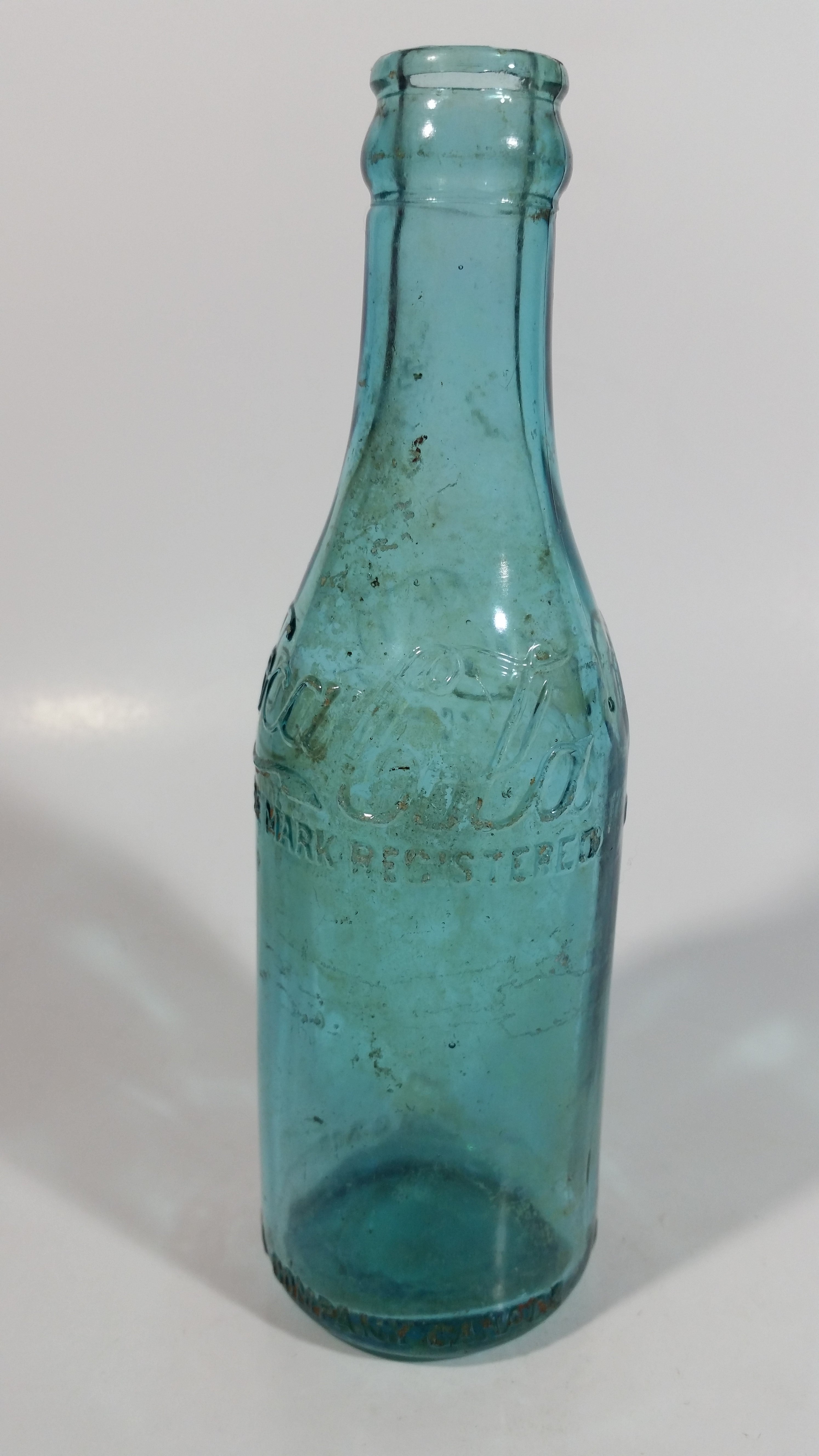 Rare Antique 1900-1916 Coca Cola Soda Pop Embossed Blue Green Aqua Glass Beverage Bottle Canada - Embossed Lettering 10