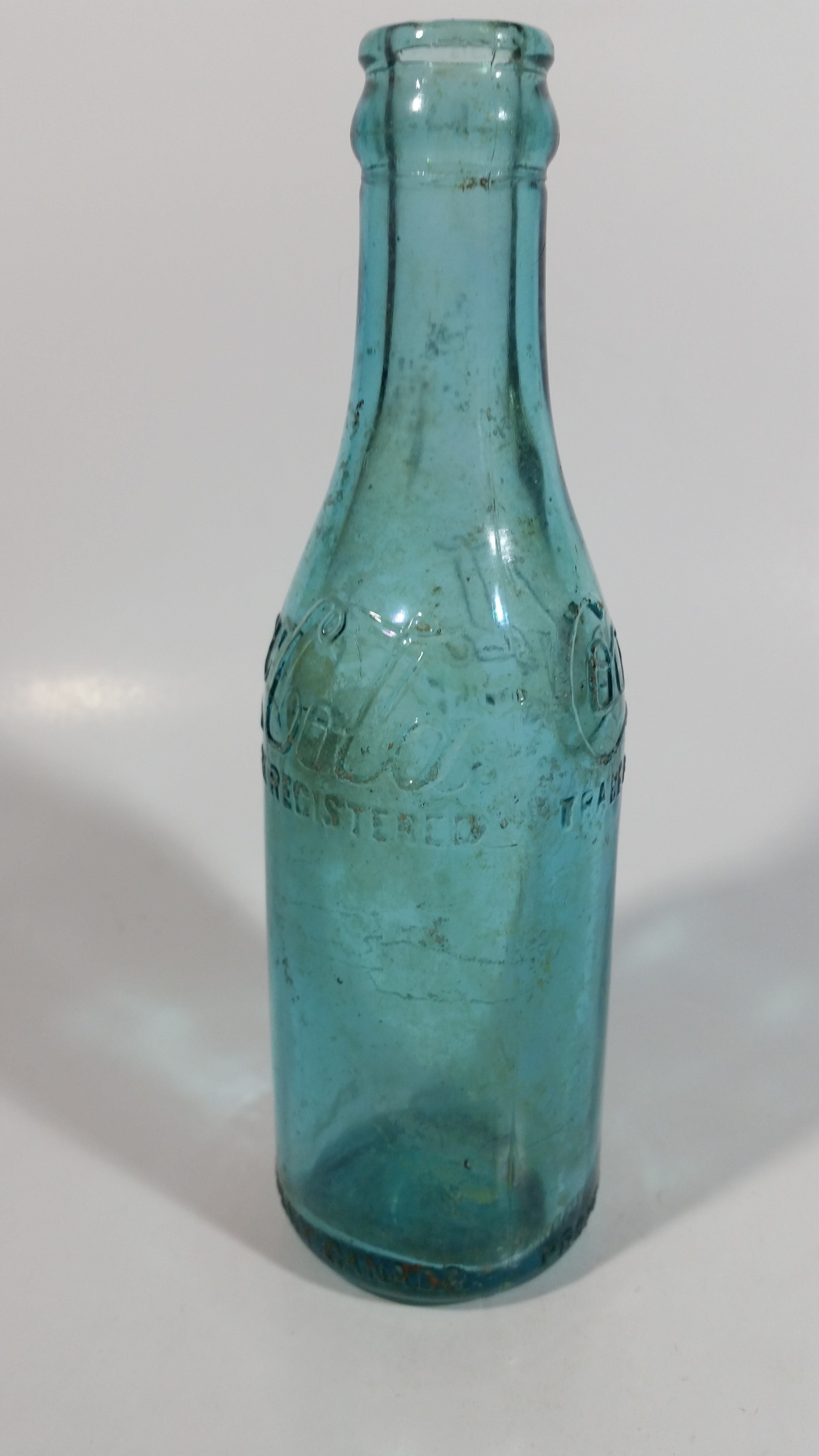 Rare Antique 1900-1916 Coca Cola Soda Pop Embossed Blue Green Aqua Glass Beverage Bottle Canada - Embossed Lettering 11