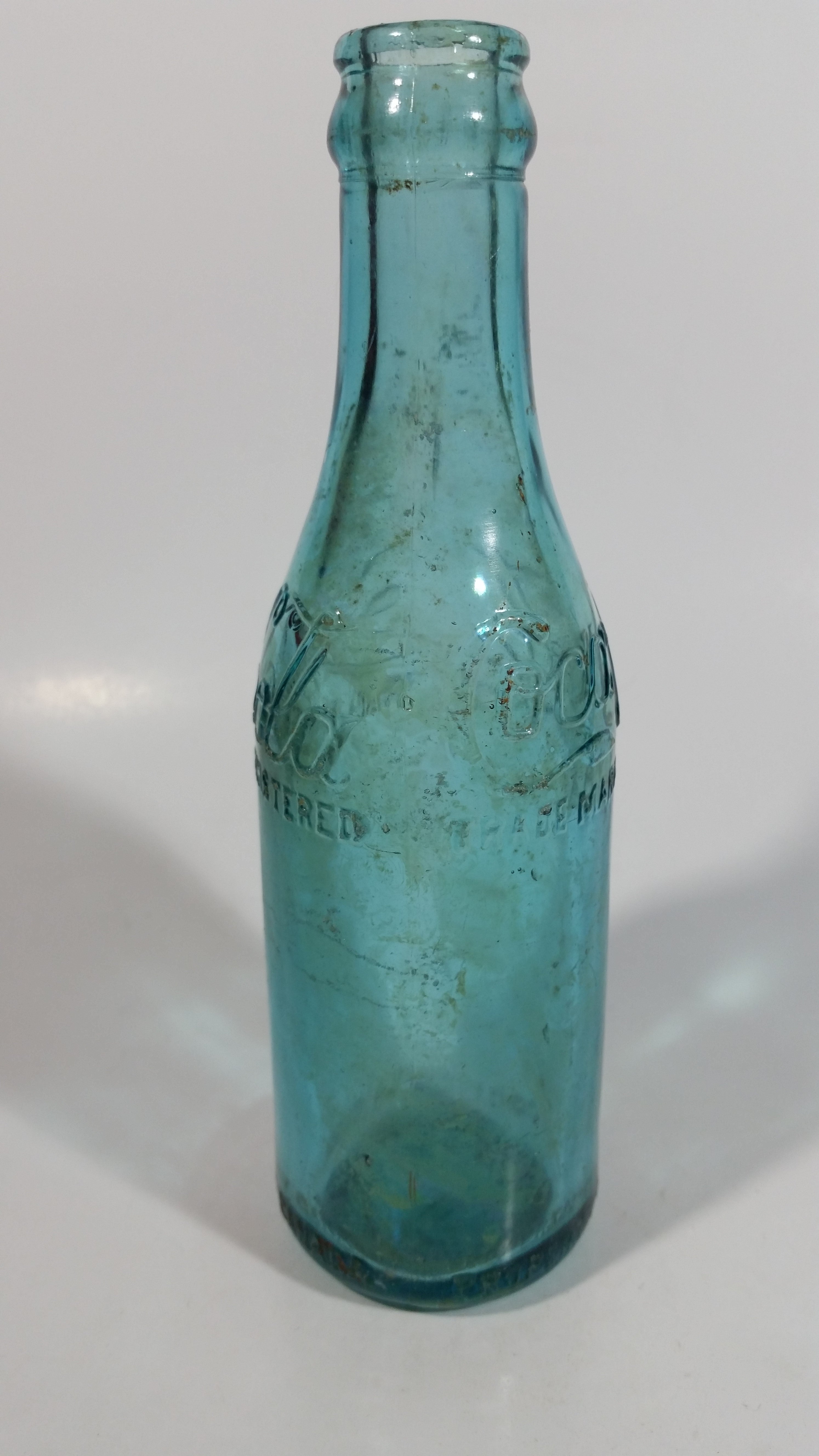 Rare Antique 1900-1916 Coca Cola Soda Pop Embossed Blue Green Aqua Glass Beverage Bottle Canada - Embossed Lettering 12
