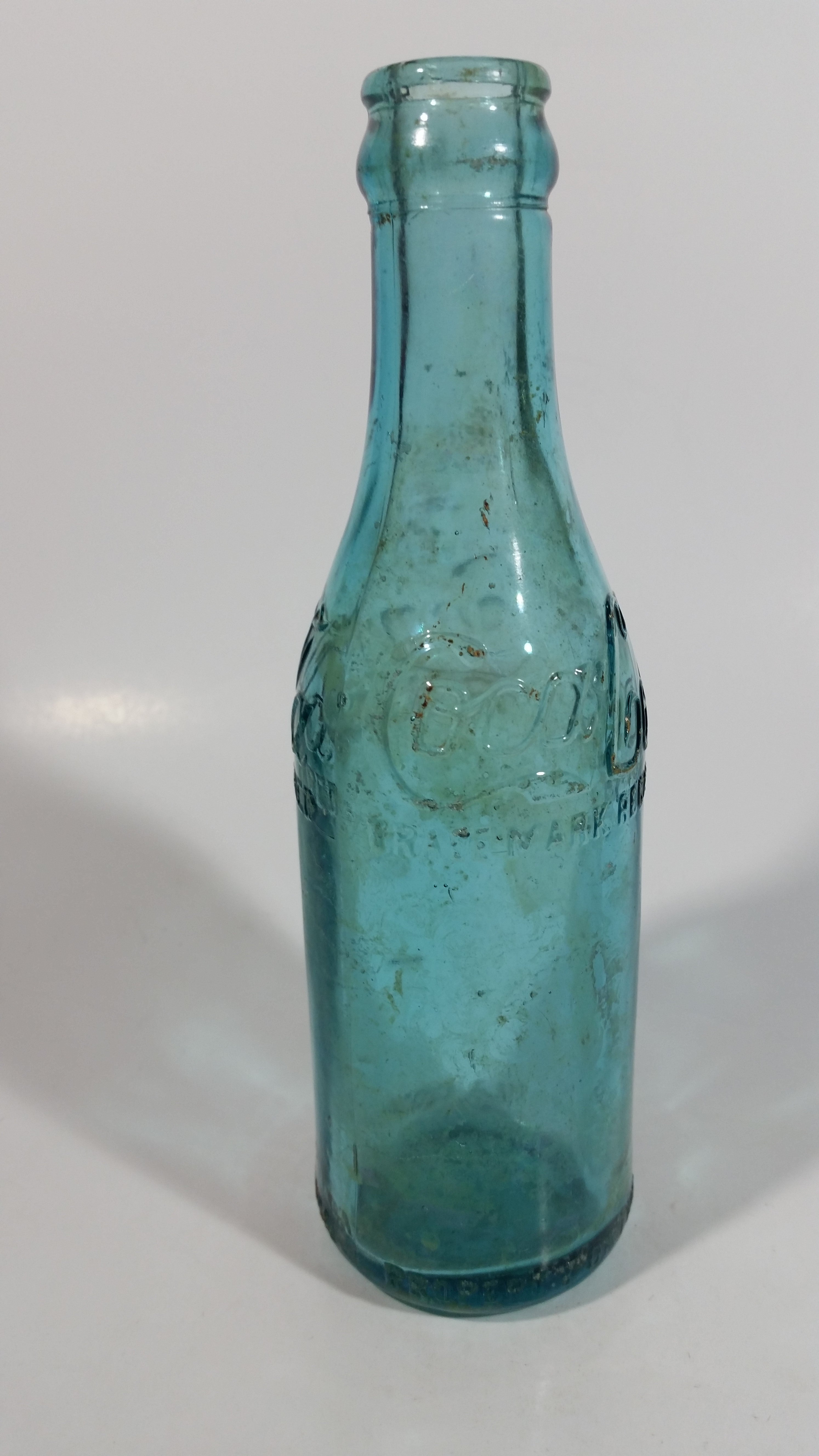 Rare Antique 1900-1916 Coca Cola Soda Pop Embossed Blue Green Aqua Glass Beverage Bottle Canada - Embossed Lettering 13