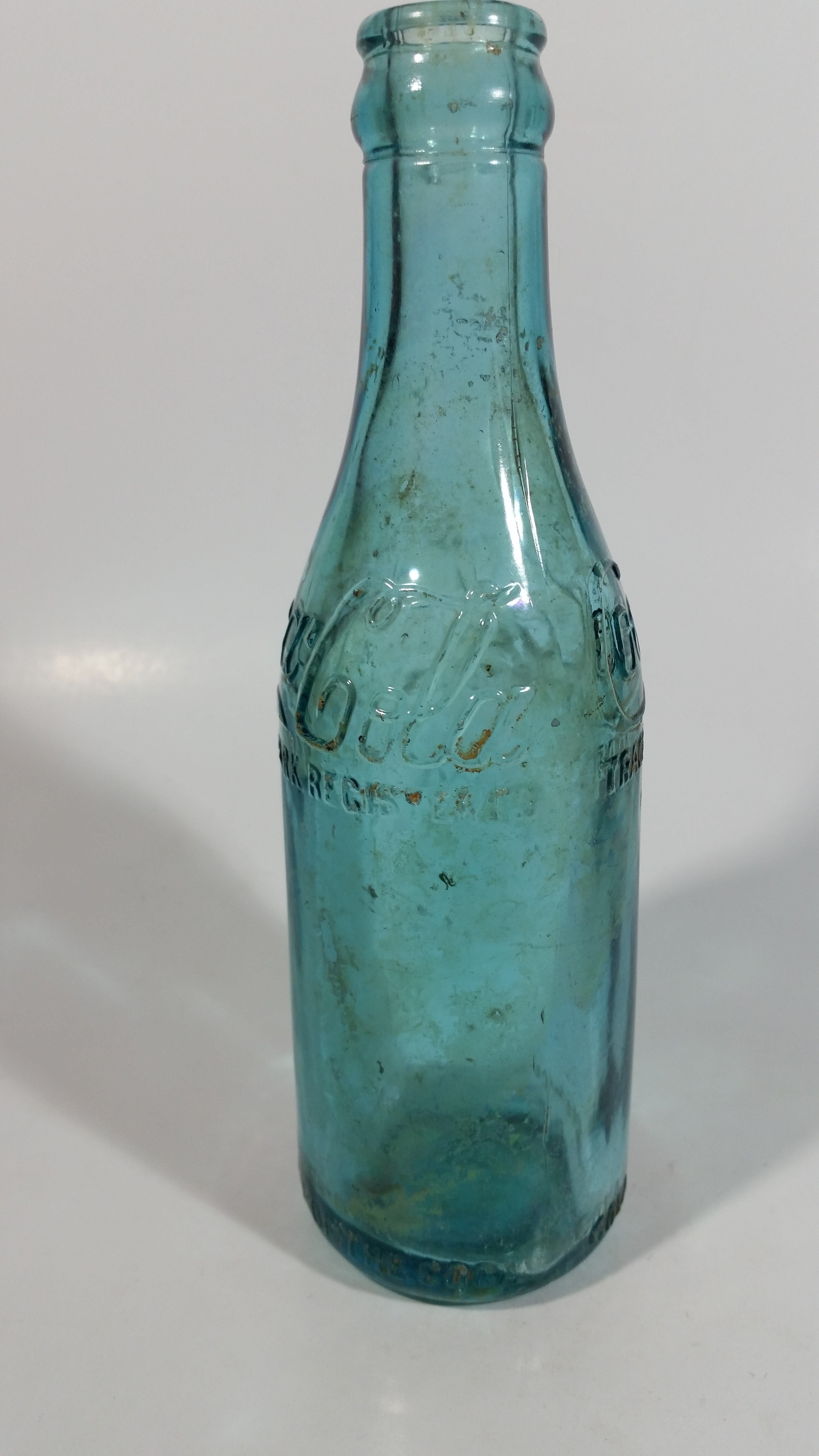 Rare Antique 1900-1916 Coca Cola Soda Pop Embossed Blue Green Aqua Glass Beverage Bottle Canada - Embossed Lettering 16