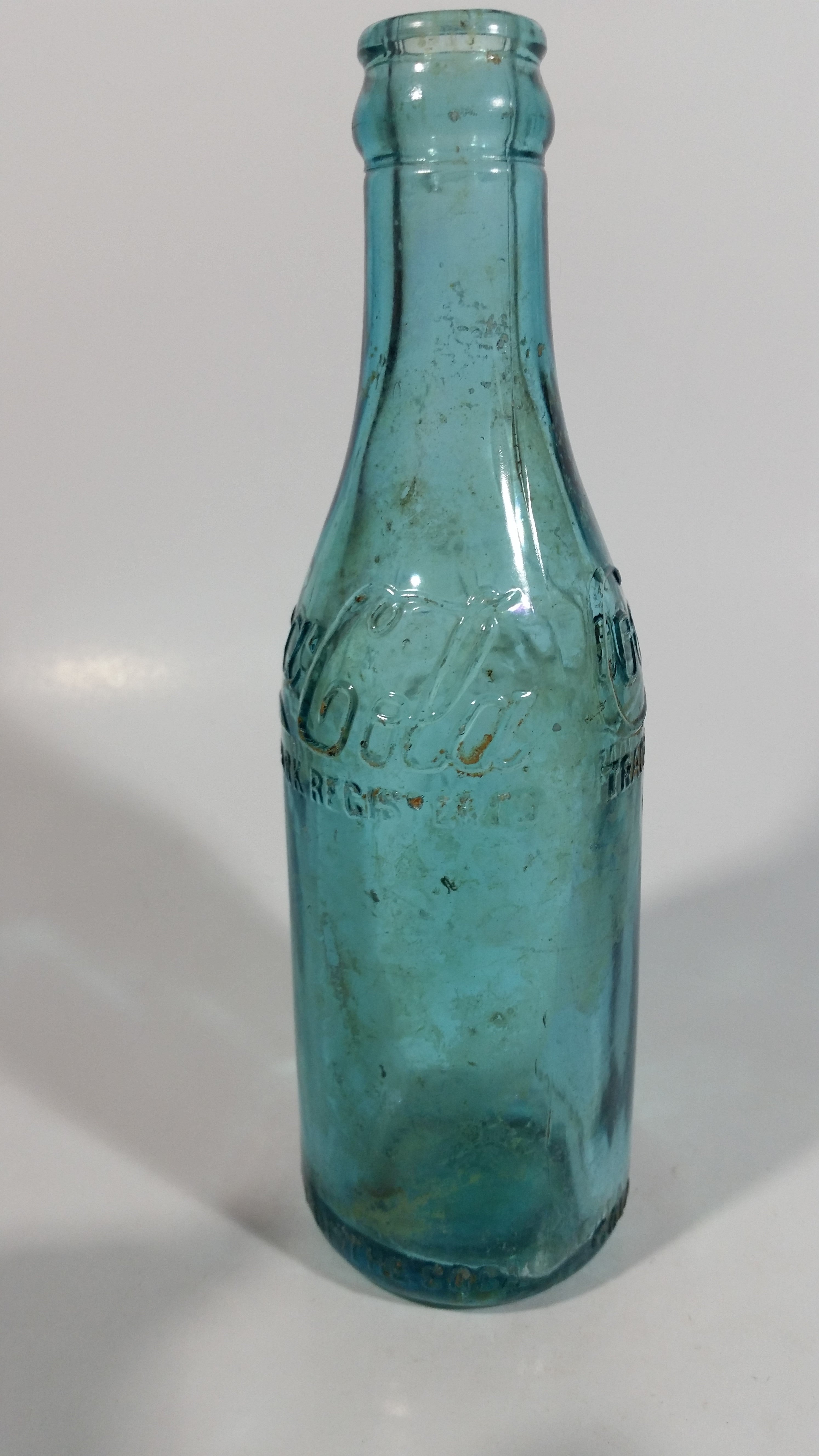 Rare Antique 1900-1916 Coca Cola Soda Pop Embossed Blue Green Aqua Glass Beverage Bottle Canada - Embossed Lettering 17