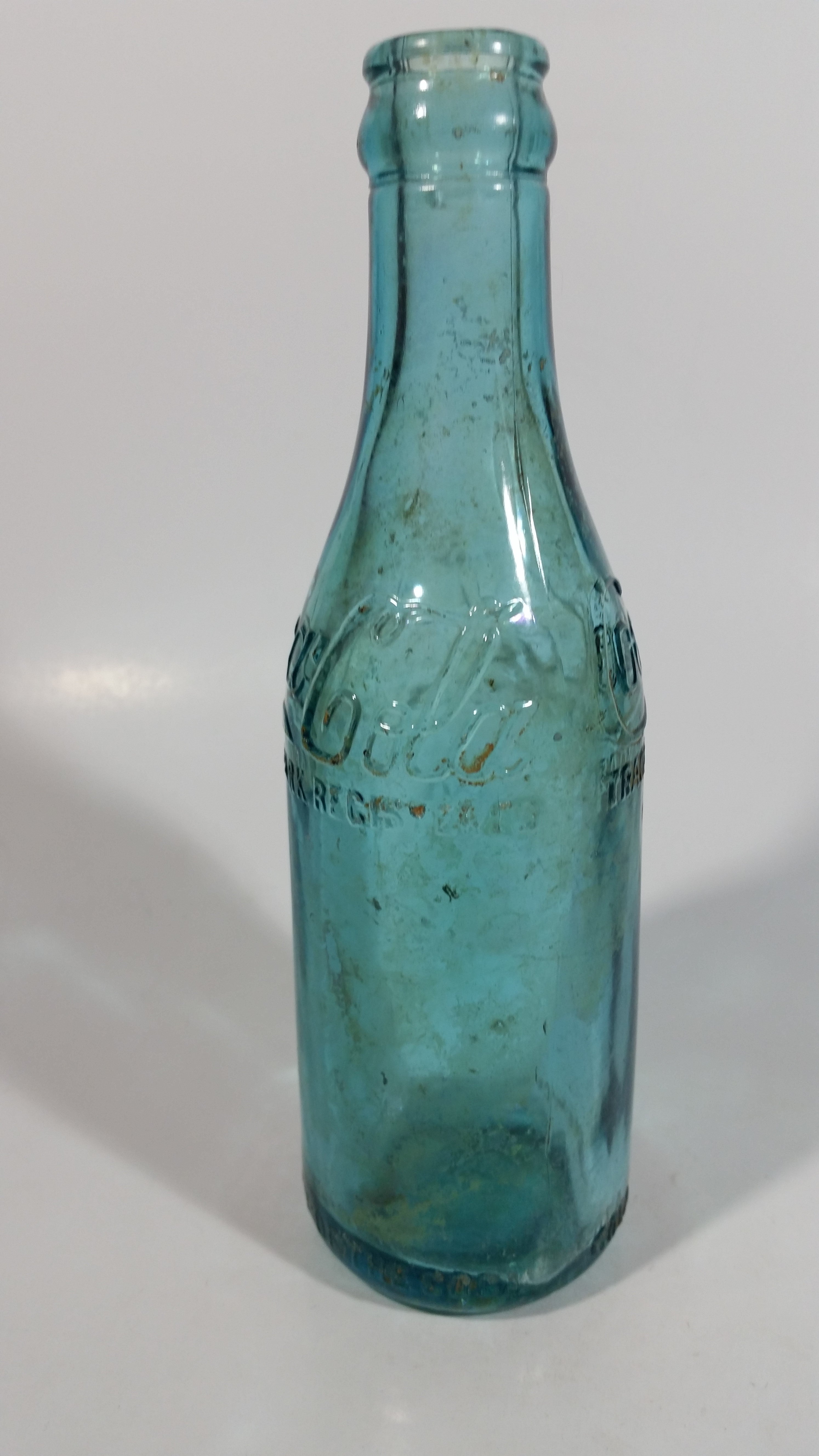 Rare Antique 1900-1916 Coca Cola Soda Pop Embossed Blue Green Aqua Glass Beverage Bottle Canada - Embossed Lettering 18
